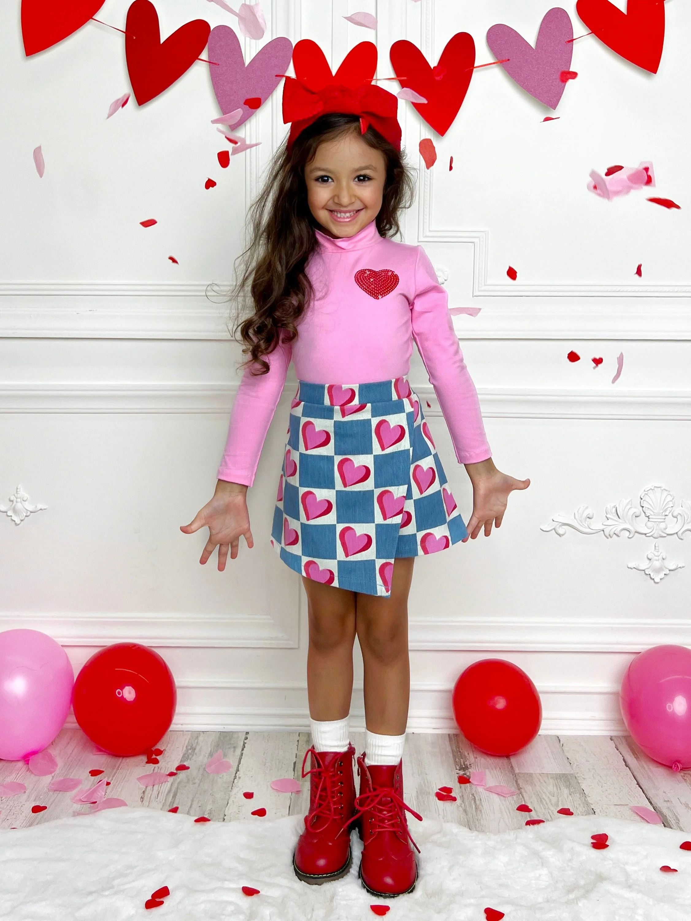 Little Miss Heartthrob Chambray Skort Set - Image 6