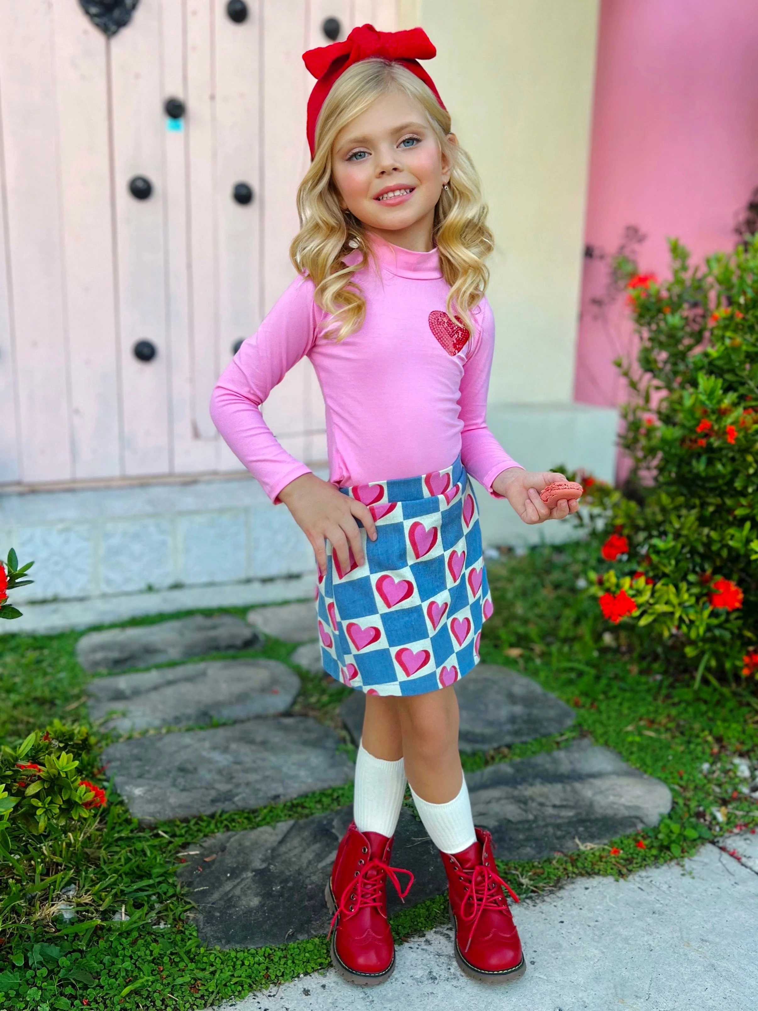 Little Miss Heartthrob Chambray Skort Set - Image 7