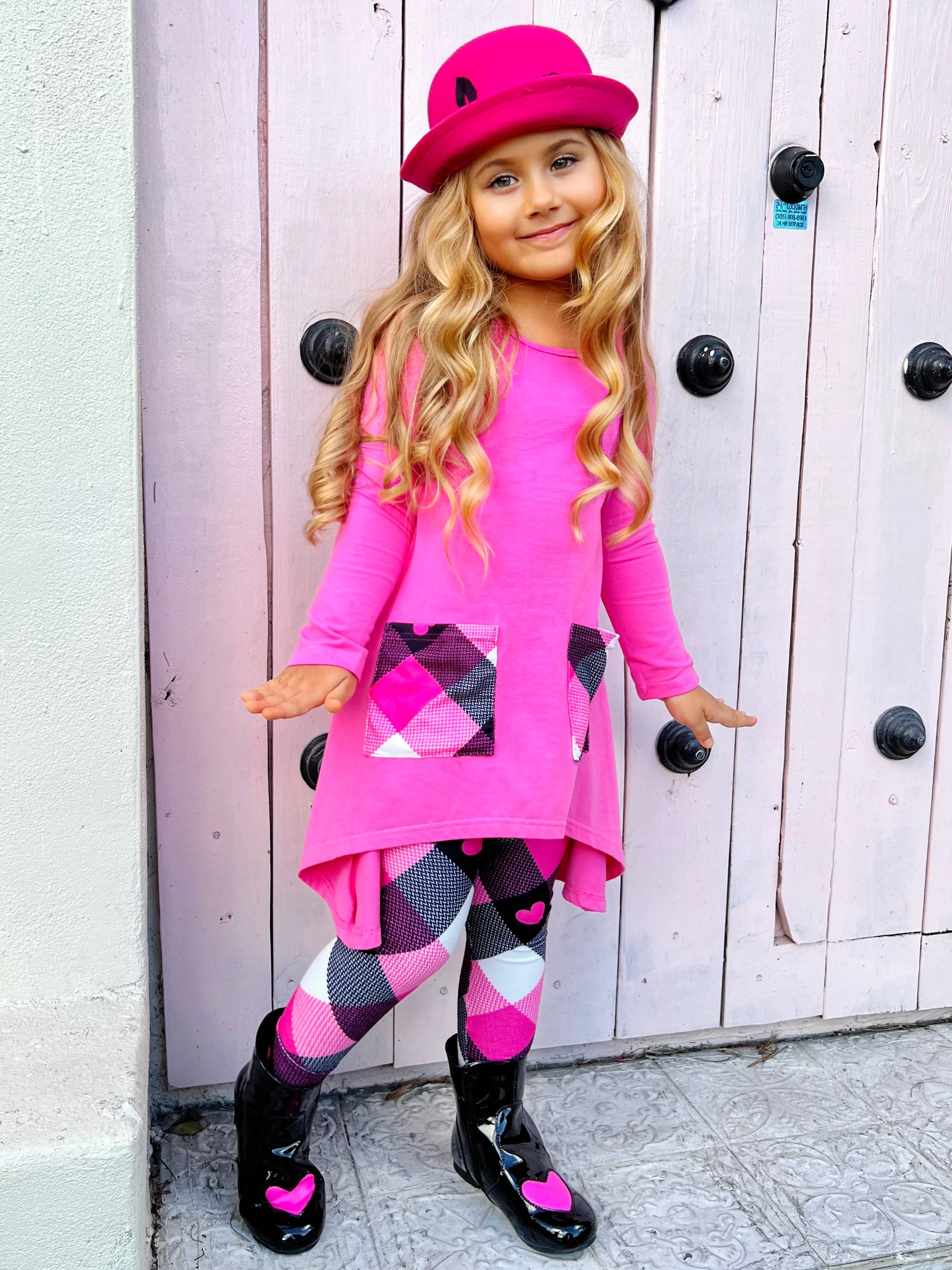 No Hate, Just Love Pink Plaid Legging Set - Image 10