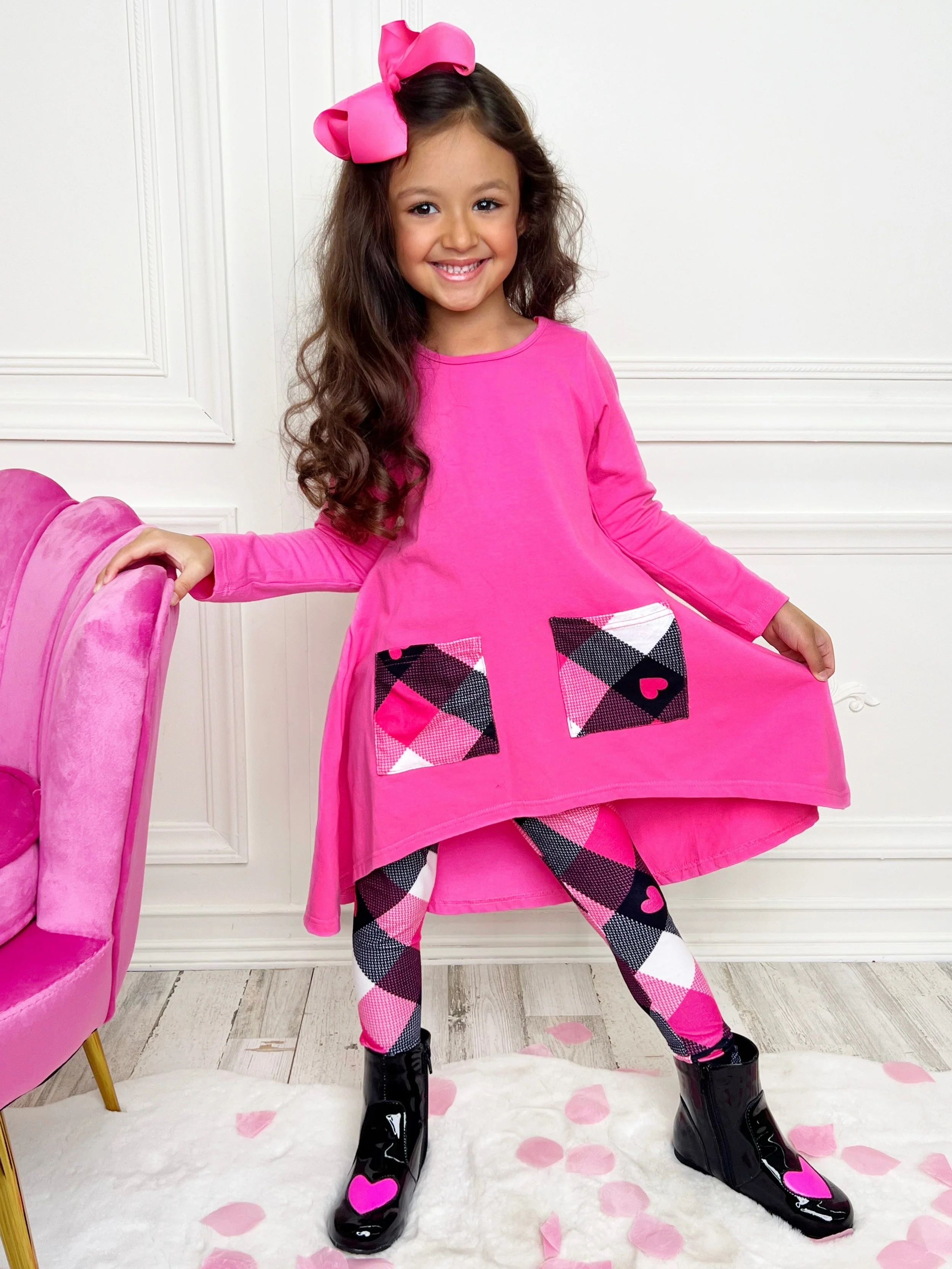 No Hate, Just Love Pink Plaid Legging Set - Image 6