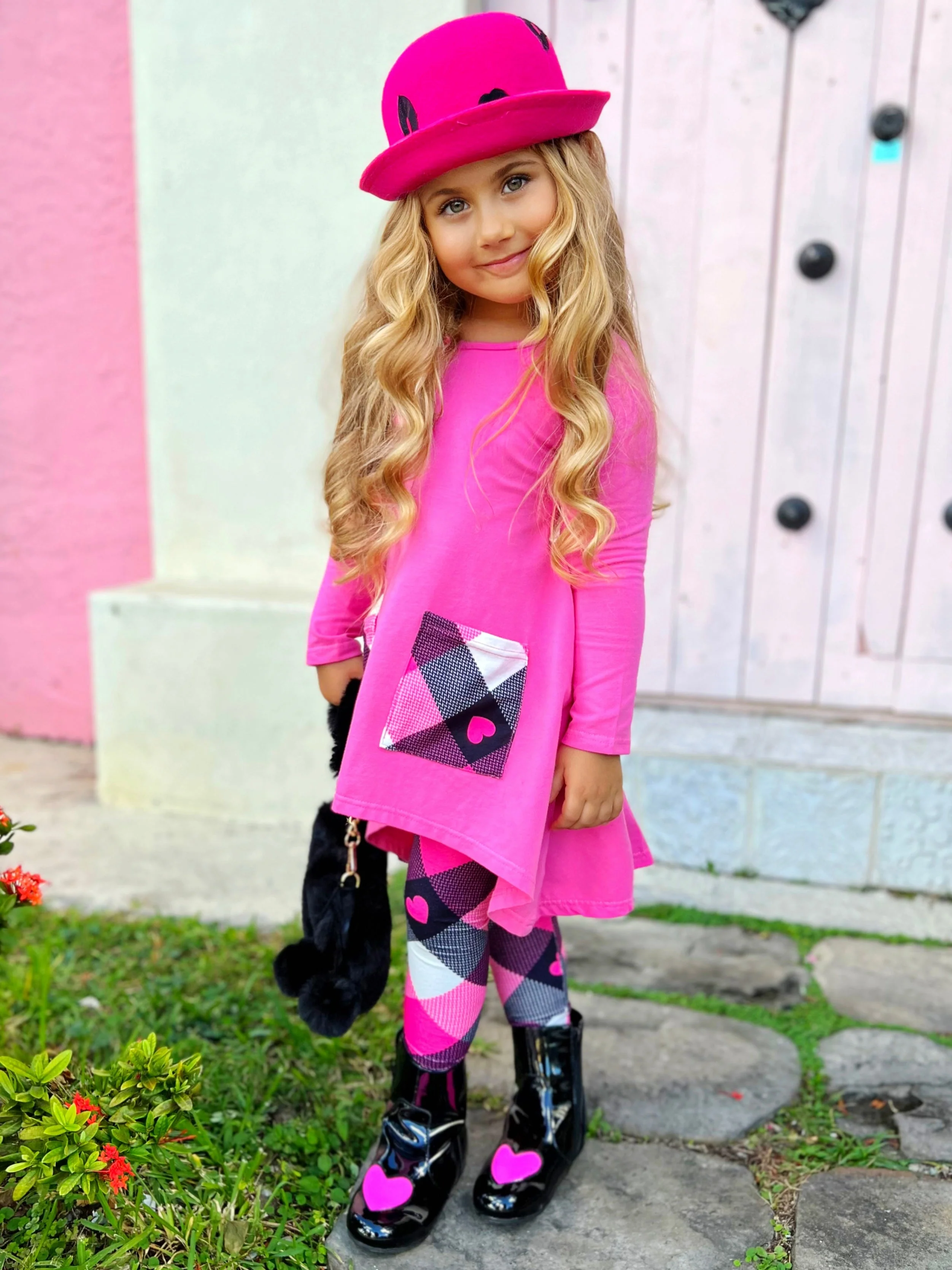 No Hate, Just Love Pink Plaid Legging Set - Image 8