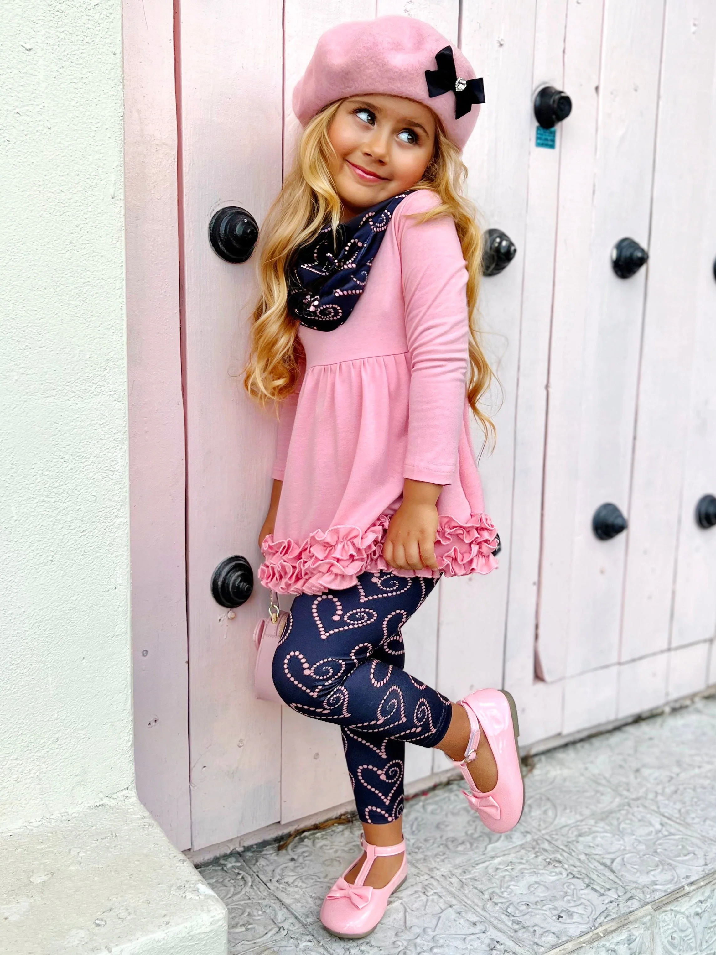 Hugs and Heart Fashion Tunic, Scarf and Legging Set - Image 4