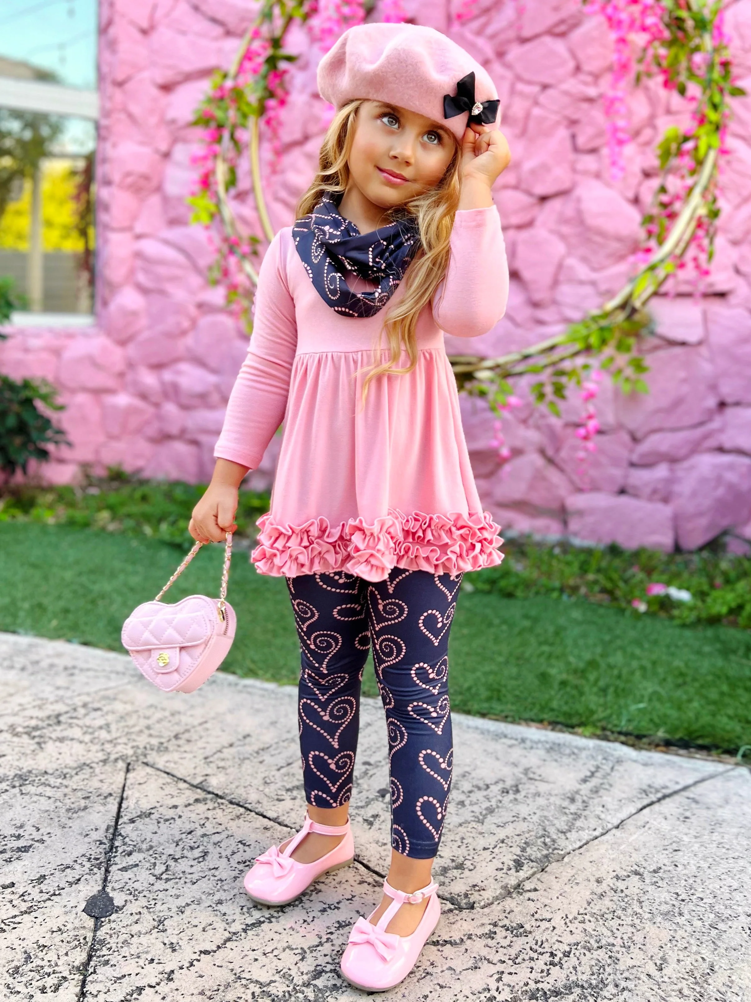 Hugs and Heart Fashion Tunic, Scarf and Legging Set - Image 6