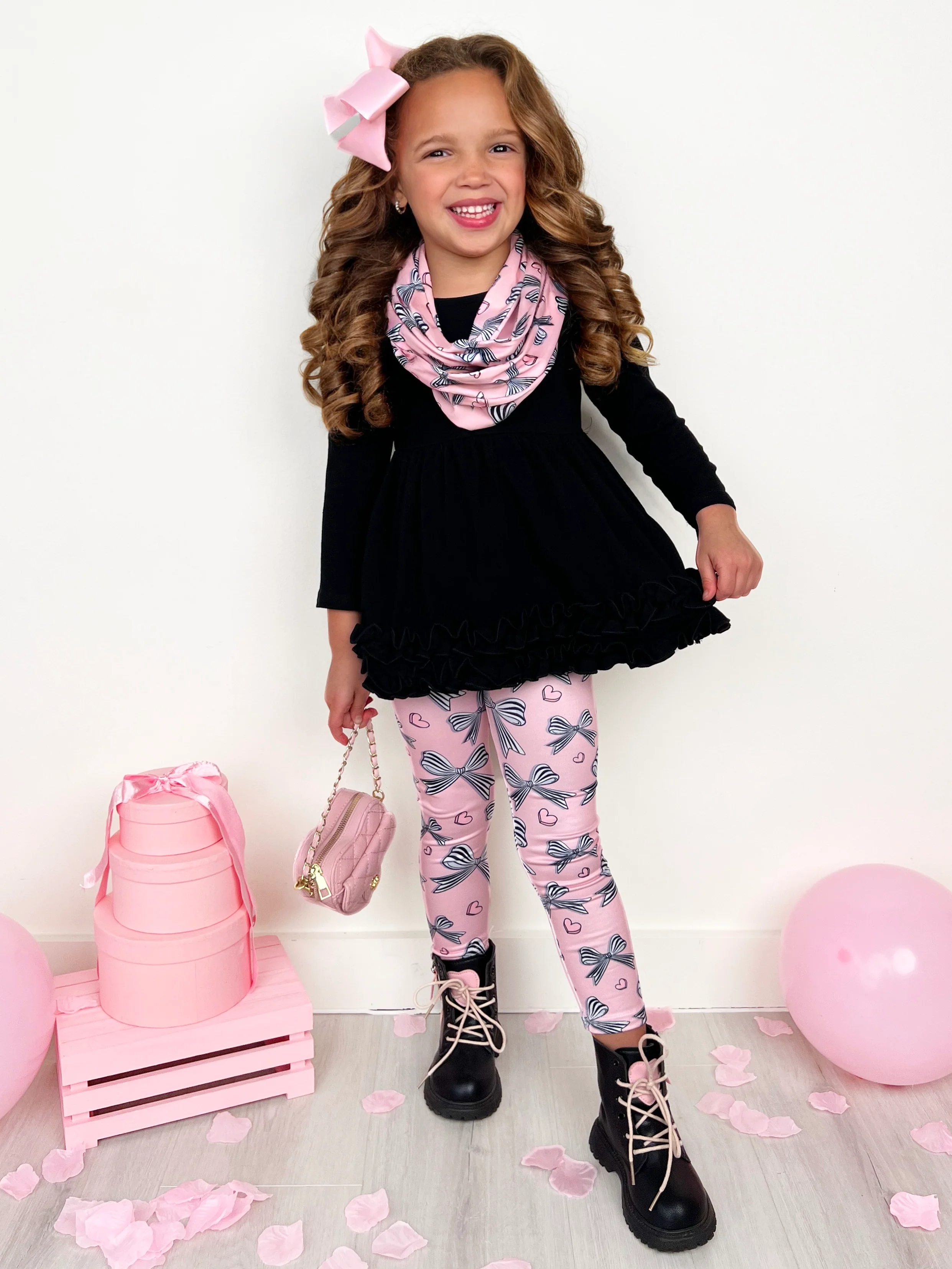 Heart and Soul Tunic, Scarf and Bows Legging Set - Image 3