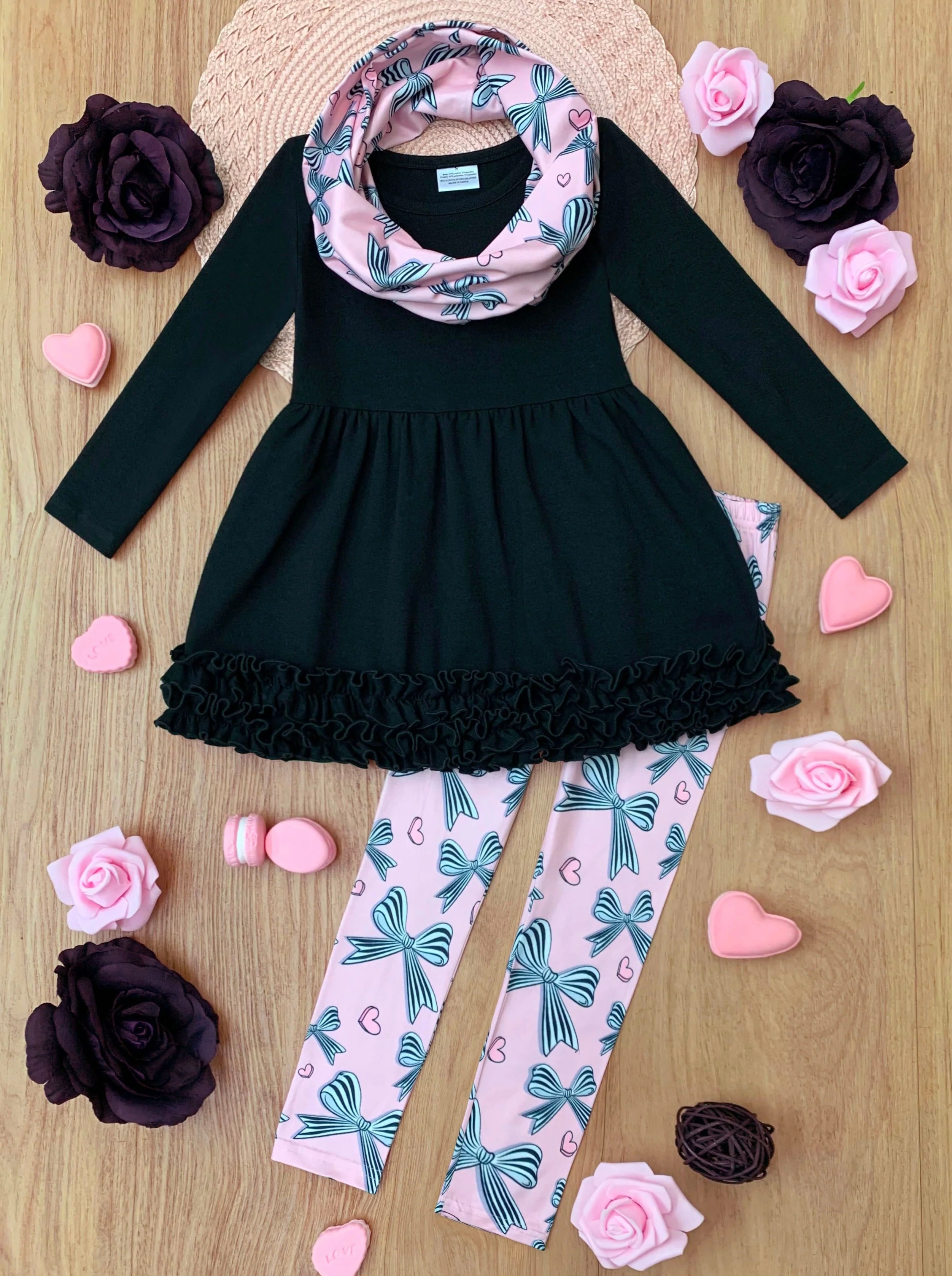 Heart and Soul Tunic, Scarf and Bows Legging Set - Image 4