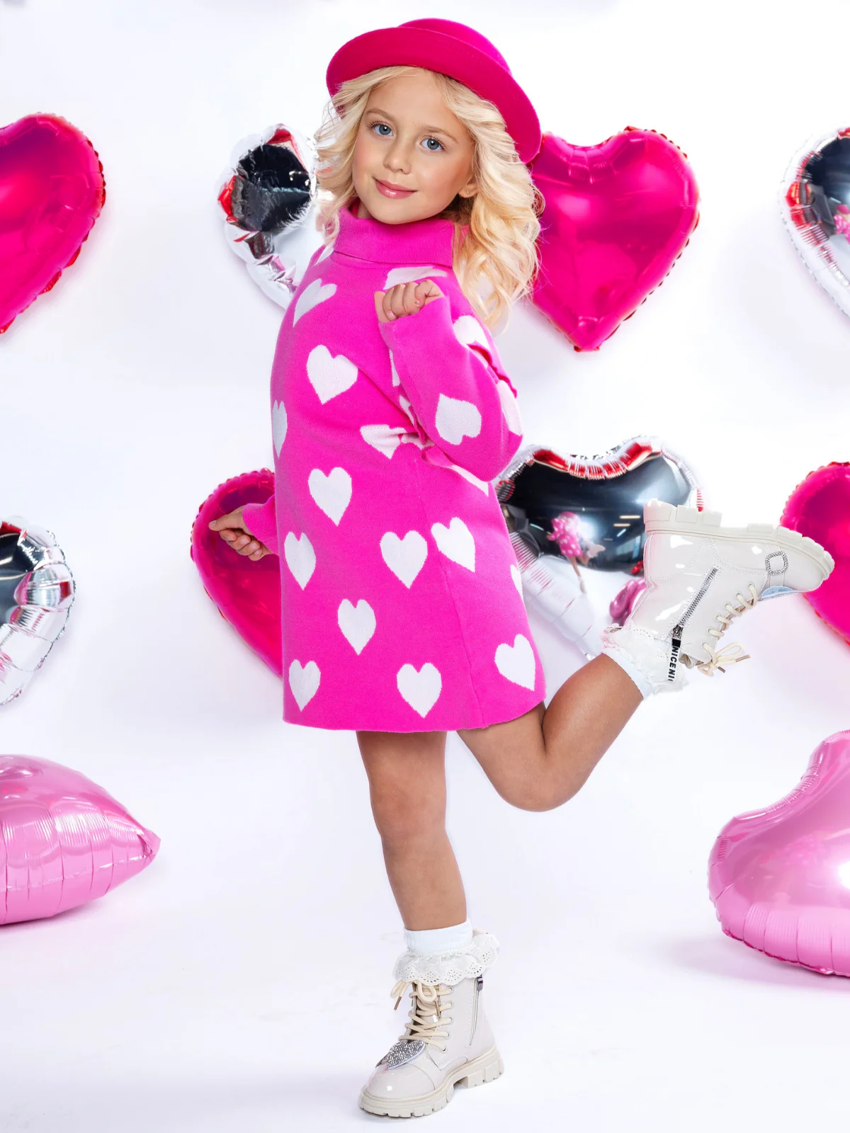 Warms My Heart Hot Pink Sweater Dress - Image 4