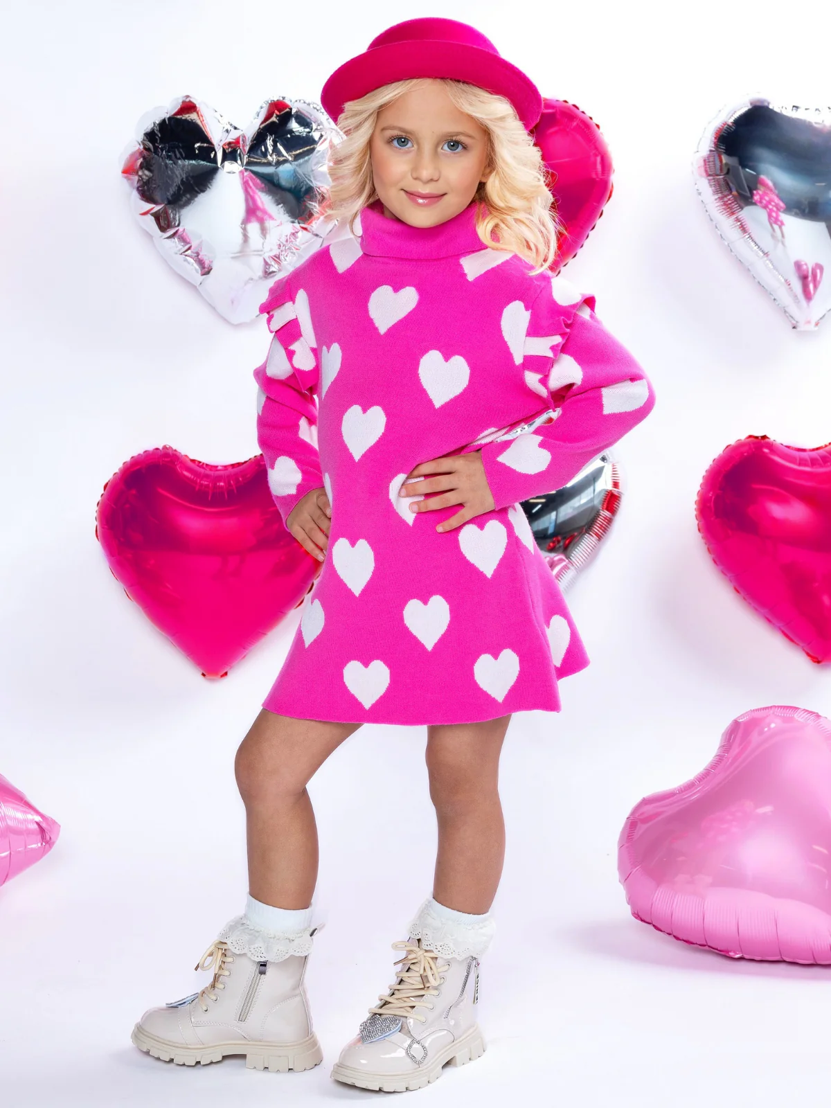 Warms My Heart Hot Pink Sweater Dress - Image 5