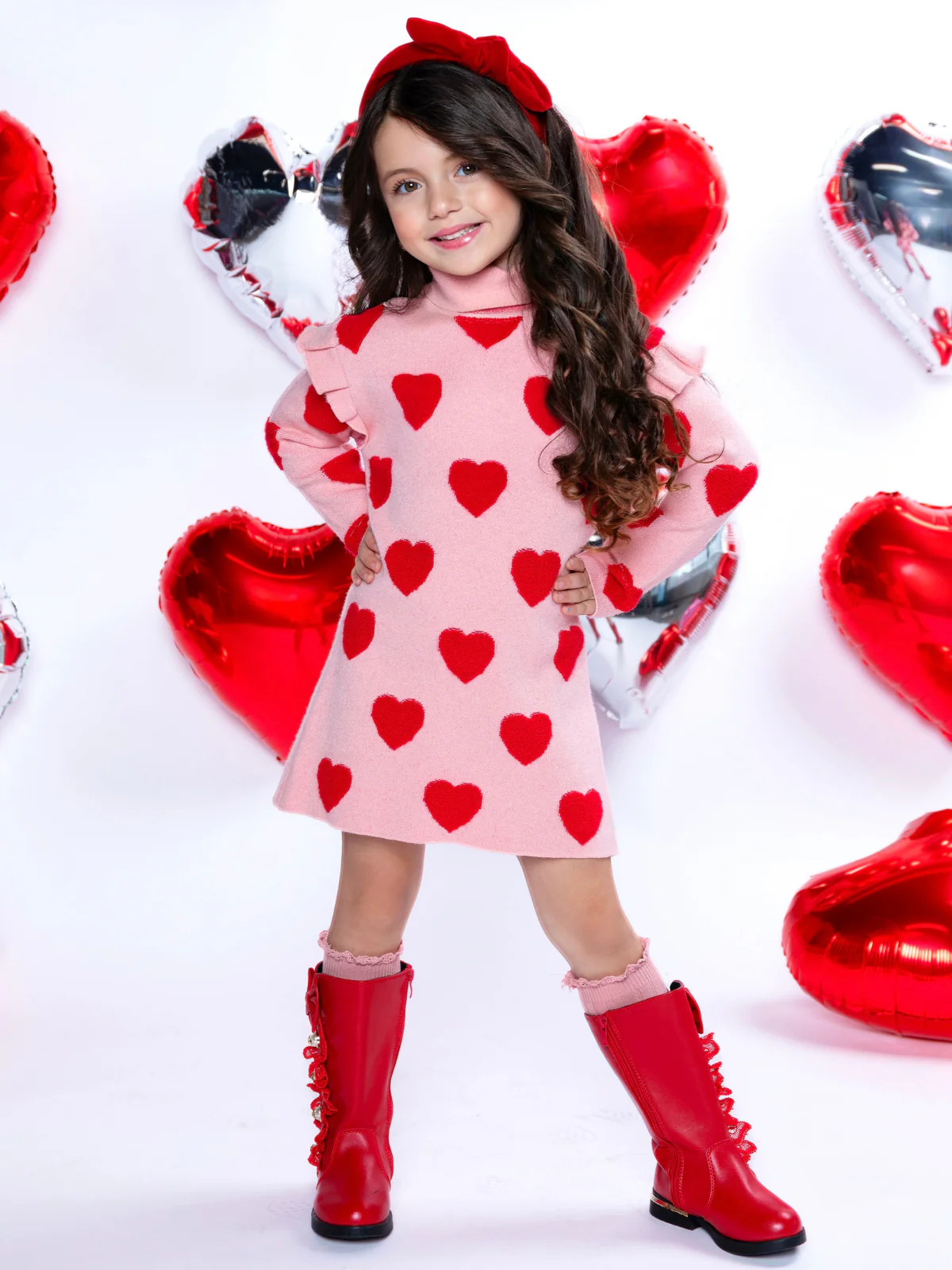 Warms My Heart Pink Heart Sweater Dress - Image 3