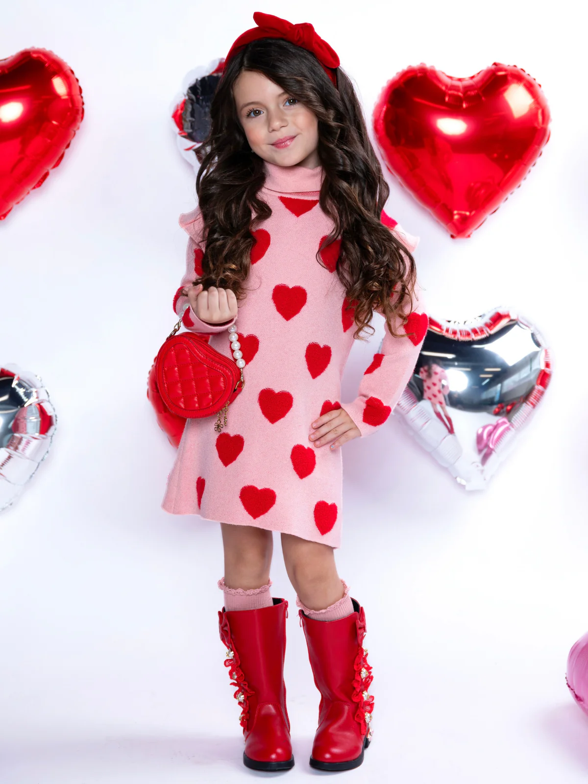 Warms My Heart Pink Heart Sweater Dress - Image 5
