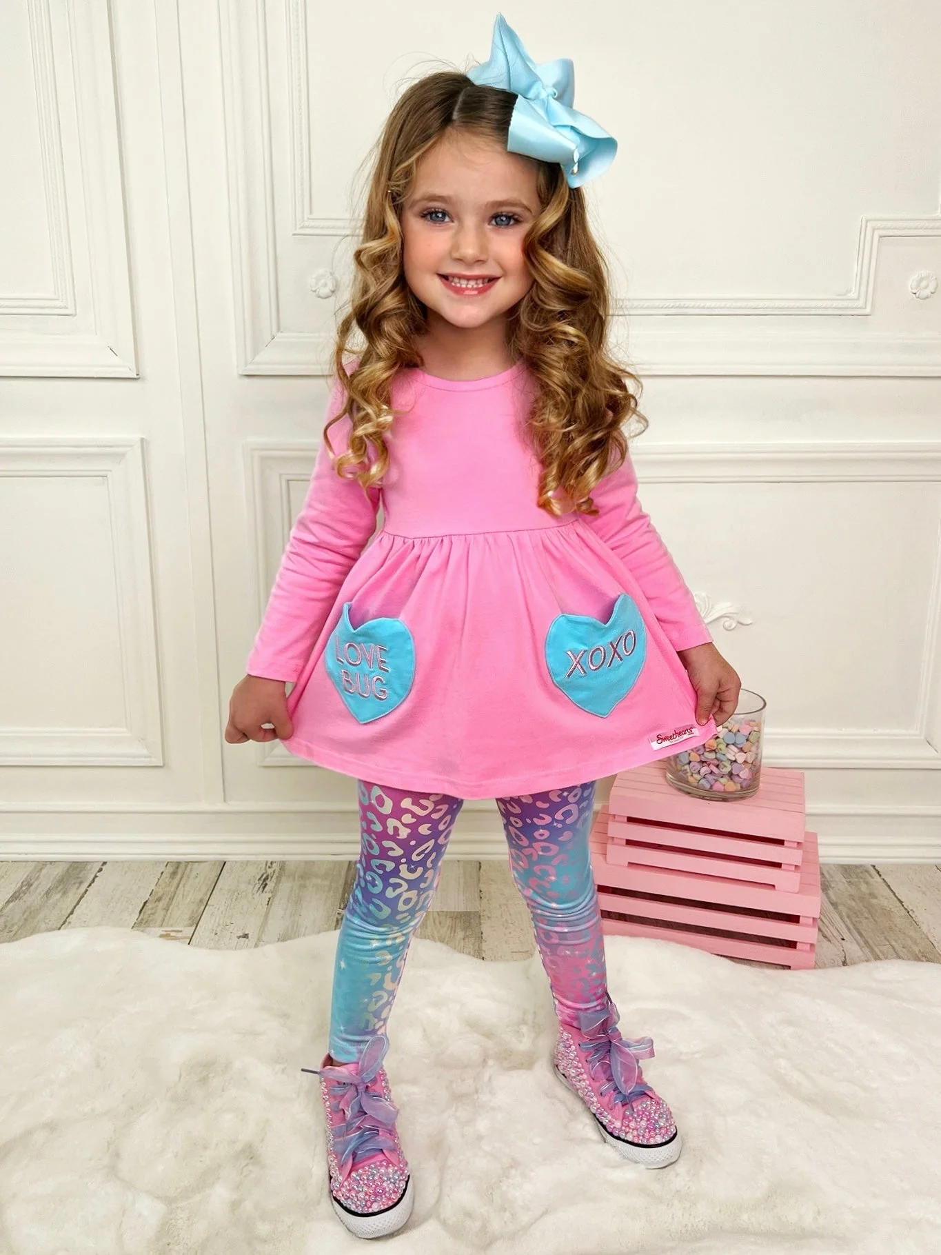 Sweethearts Love Bug Top & Leopard Legging Set - Image 2