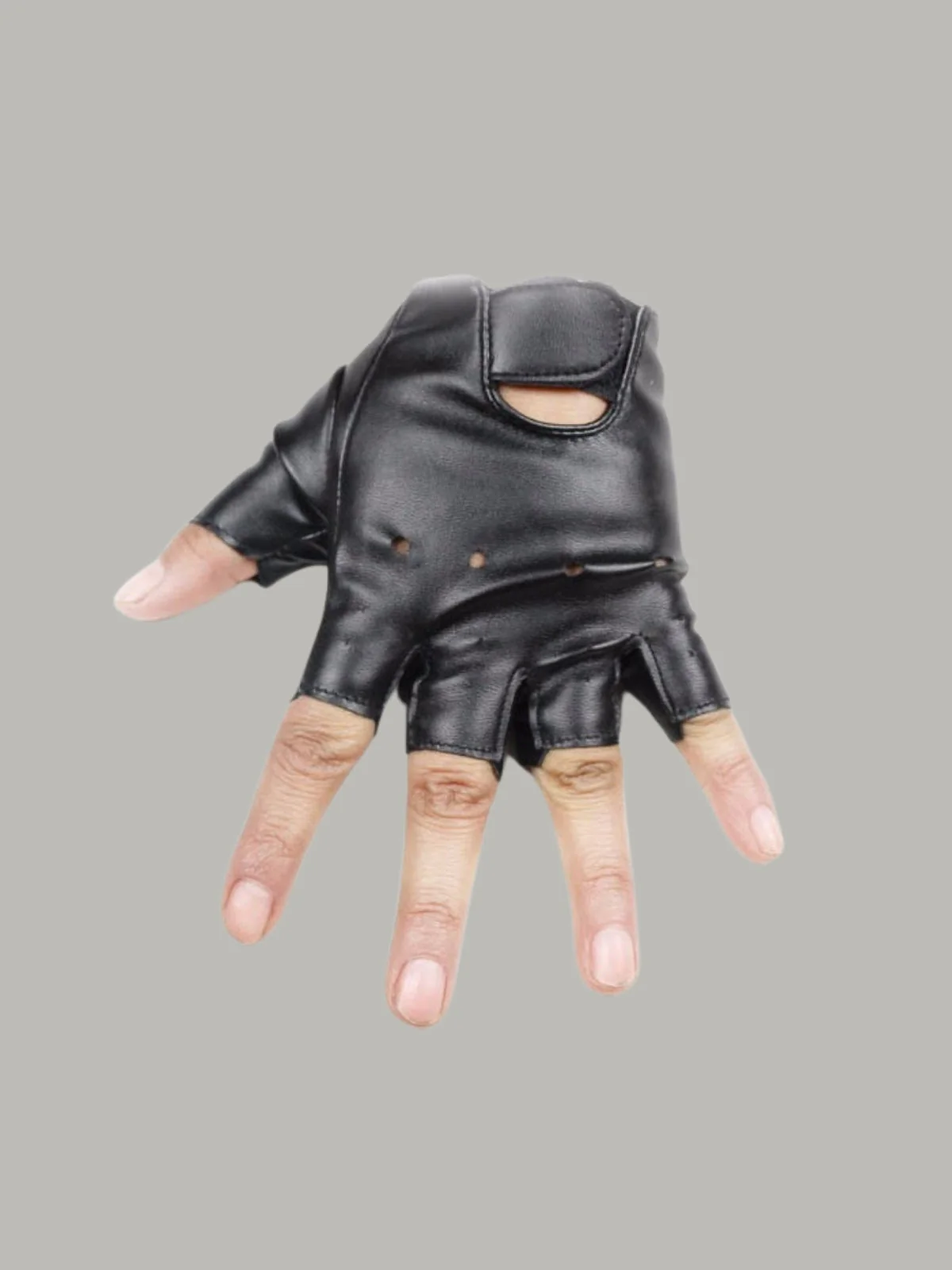 Girls Vegan Leather Fingerless Gloves - Image 2