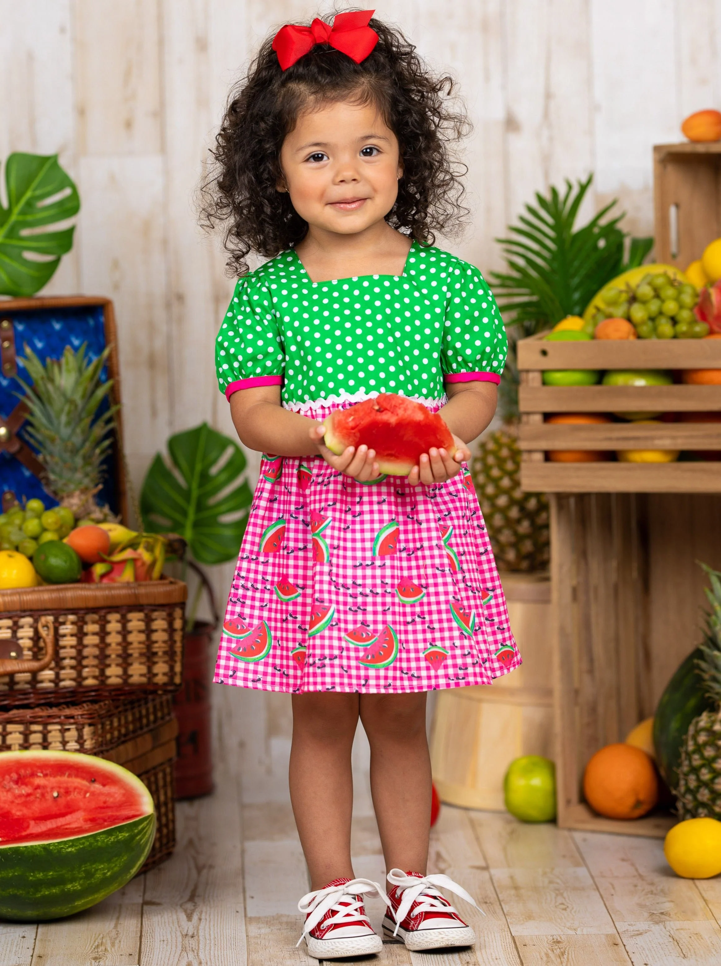Watermelon Delight Checkered Dress - Image 2