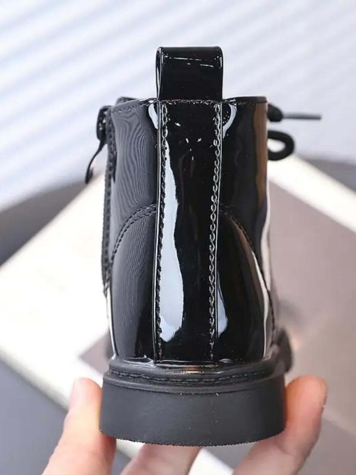 Girls Faux Leather Combat Boots - Image 6