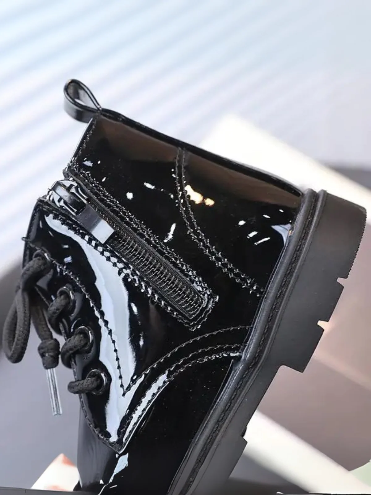 Girls Faux Leather Combat Boots - Image 7
