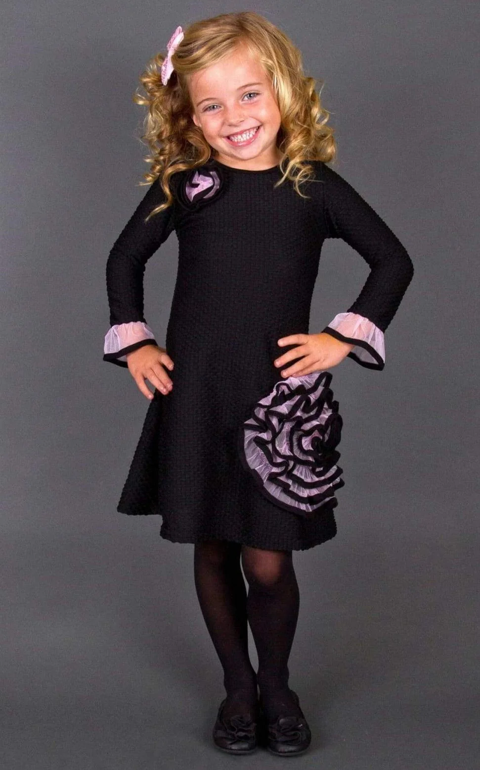 Girls Dark and Lovely Rose Side Flower Dress - Image 2