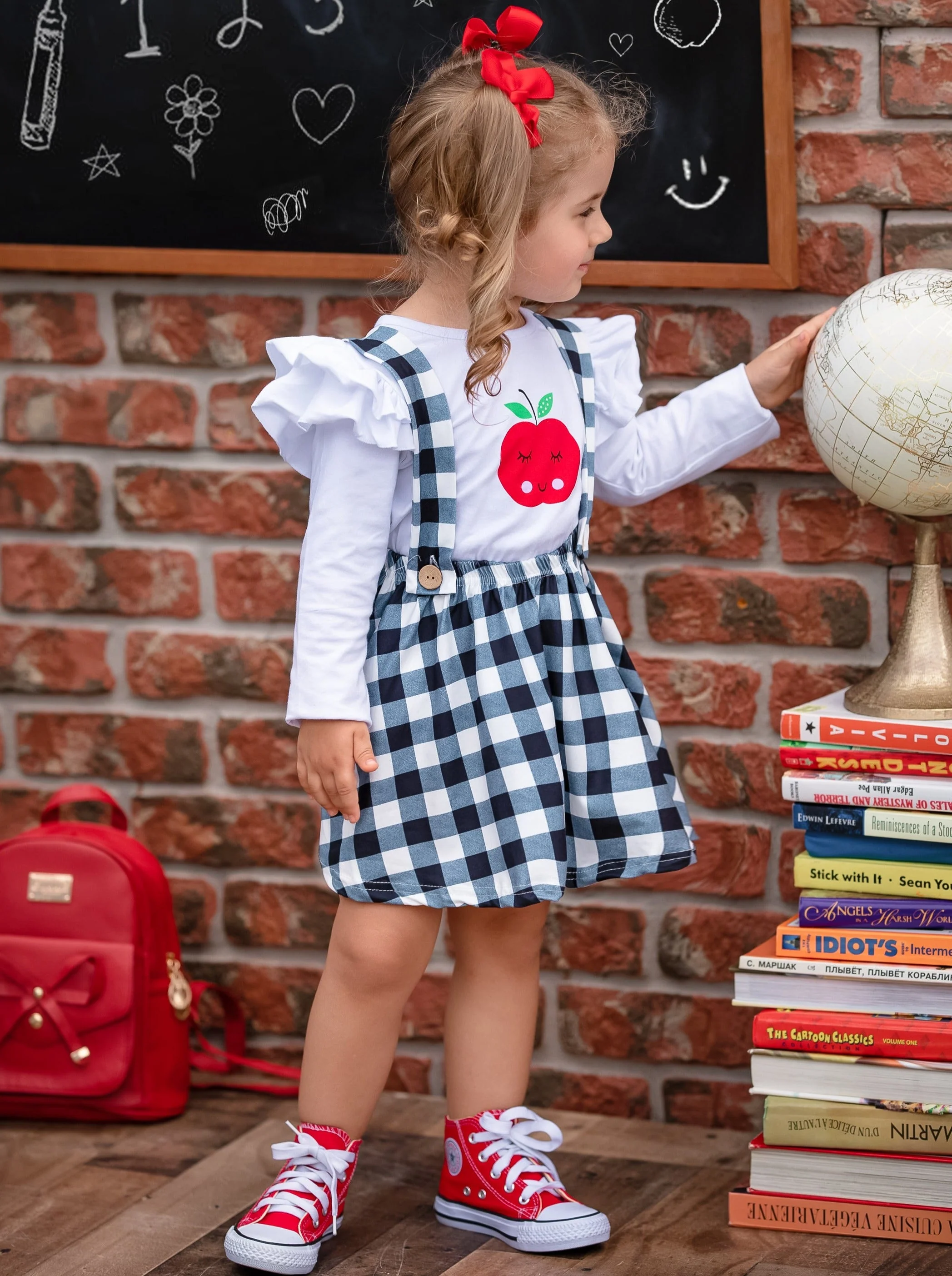 School's In Session Plaid Overall Skirt Set - Image 2