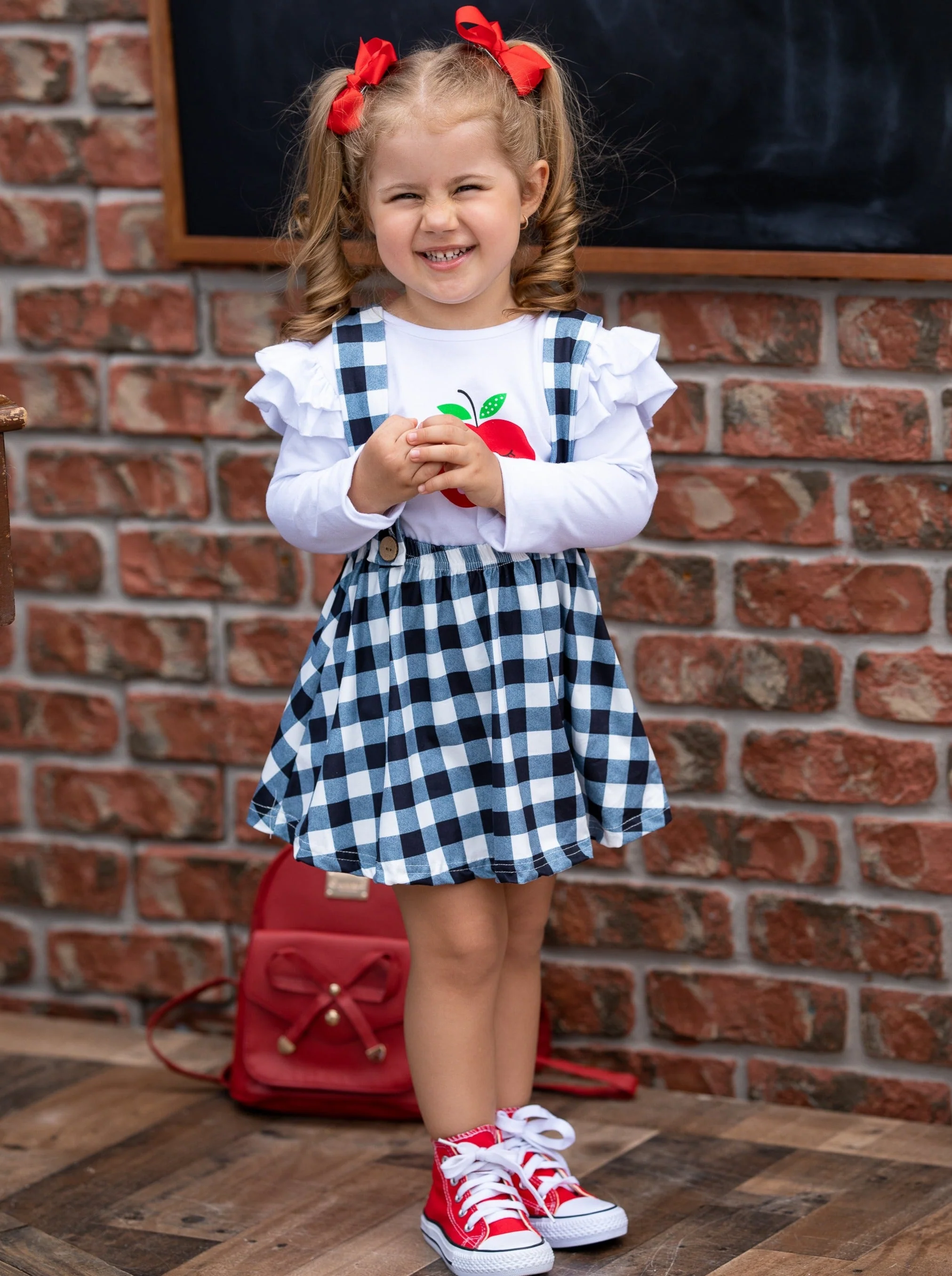 School's In Session Plaid Overall Skirt Set - Image 4