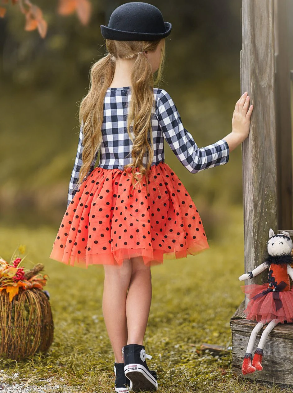 Bewitching Kitten Plaid and Polka Dot Tutu Dress - Image 5