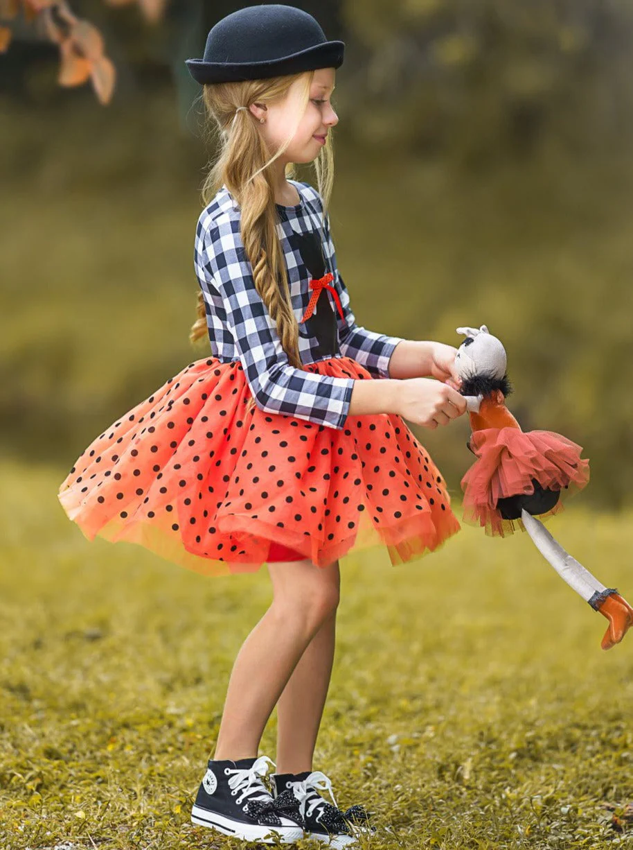 Bewitching Kitten Plaid and Polka Dot Tutu Dress - Image 6