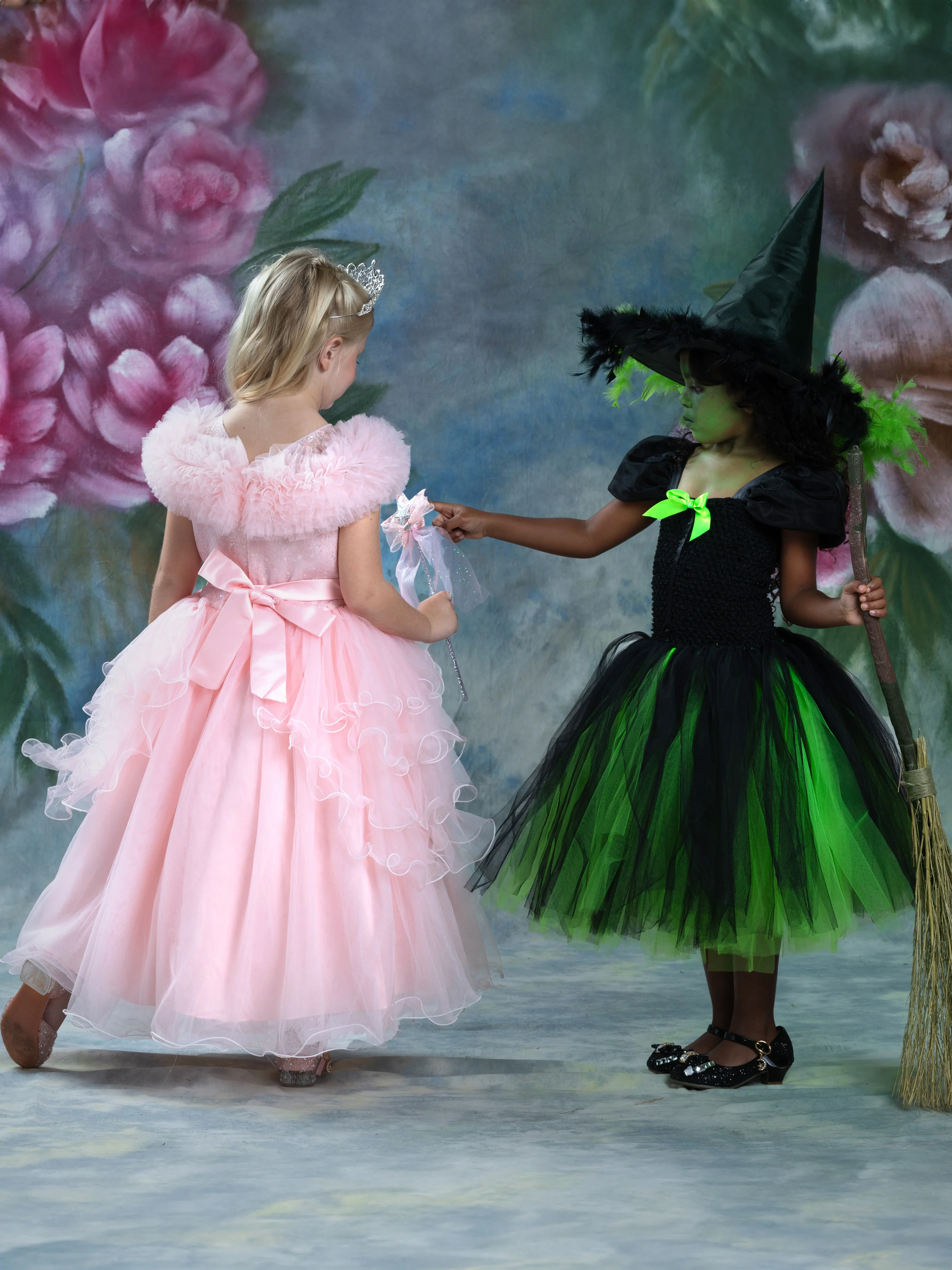 Girls Wicked Green Witch Costume Dress with Hat - Image 4