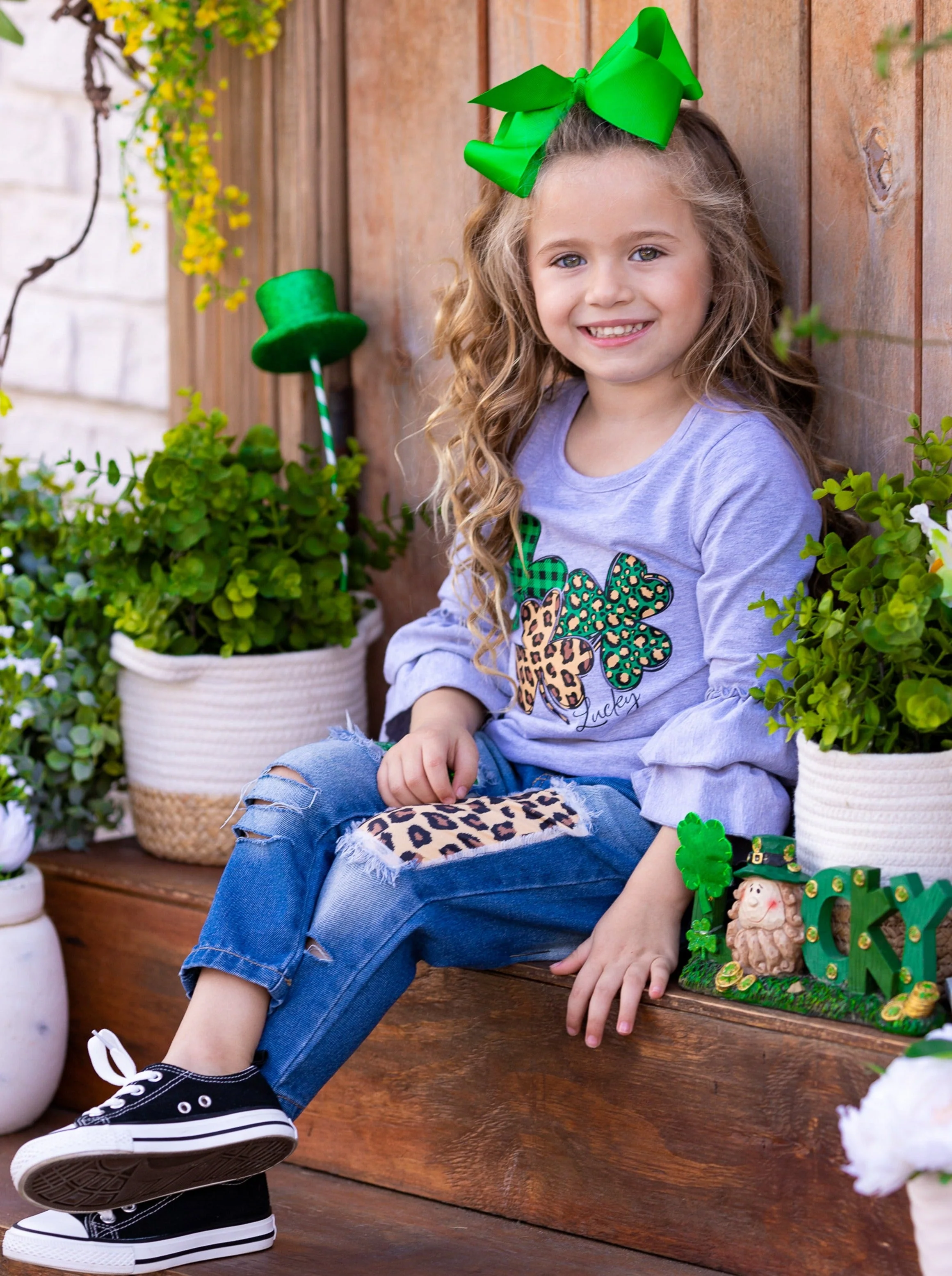 Wild Clover Patched Jeans Set - Image 2