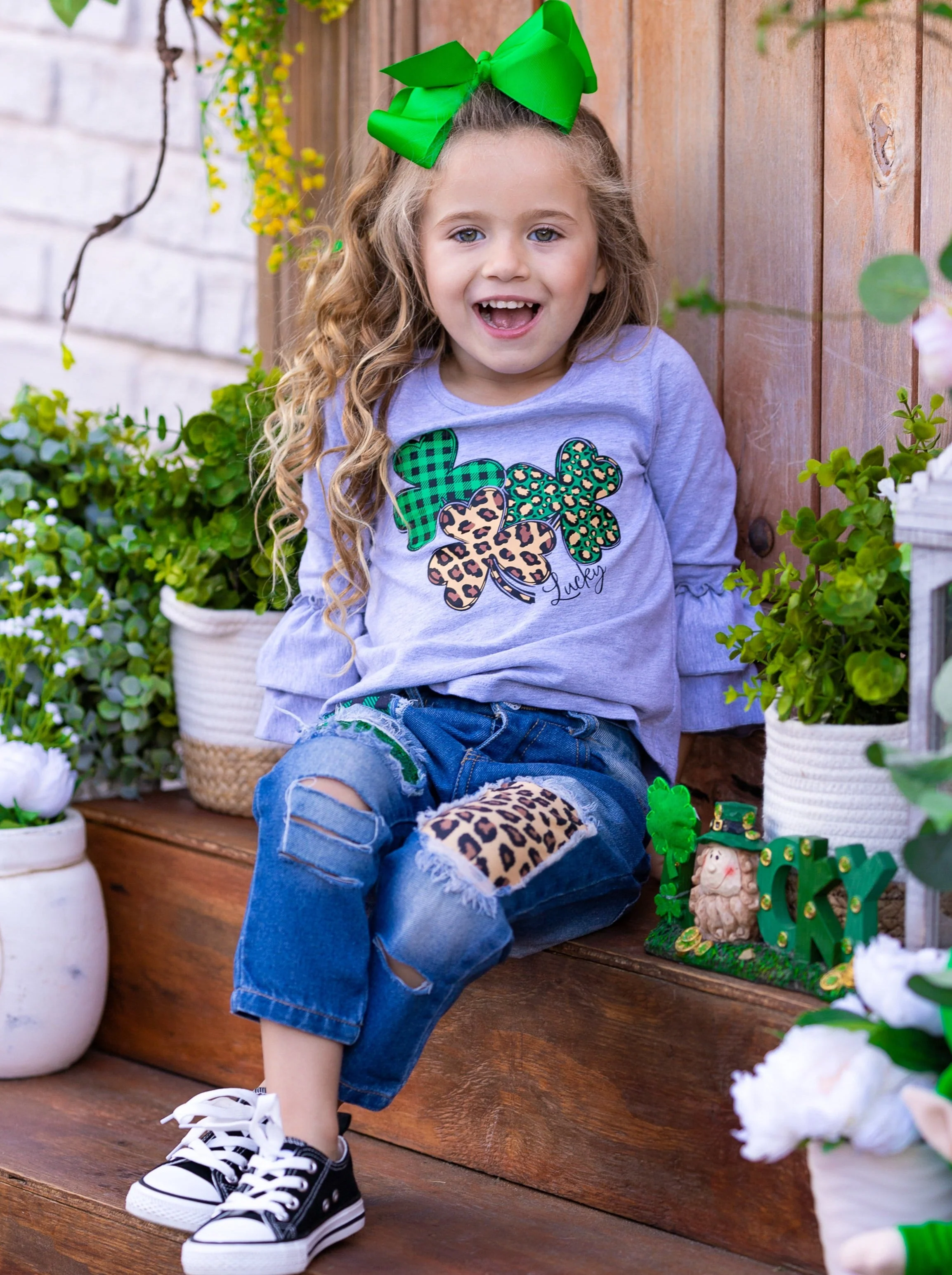 Wild Clover Patched Jeans Set - Image 3