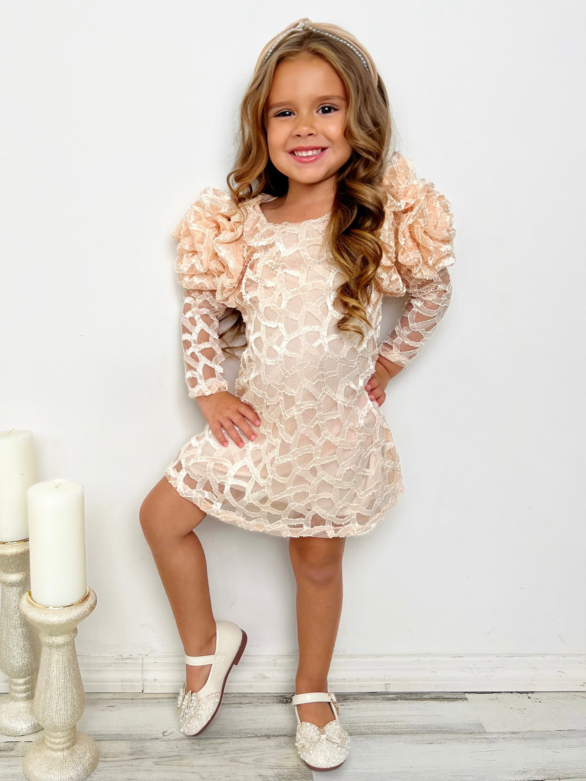 A Fashionista Moment Rosette Sleeve Lace Dress - Image 3