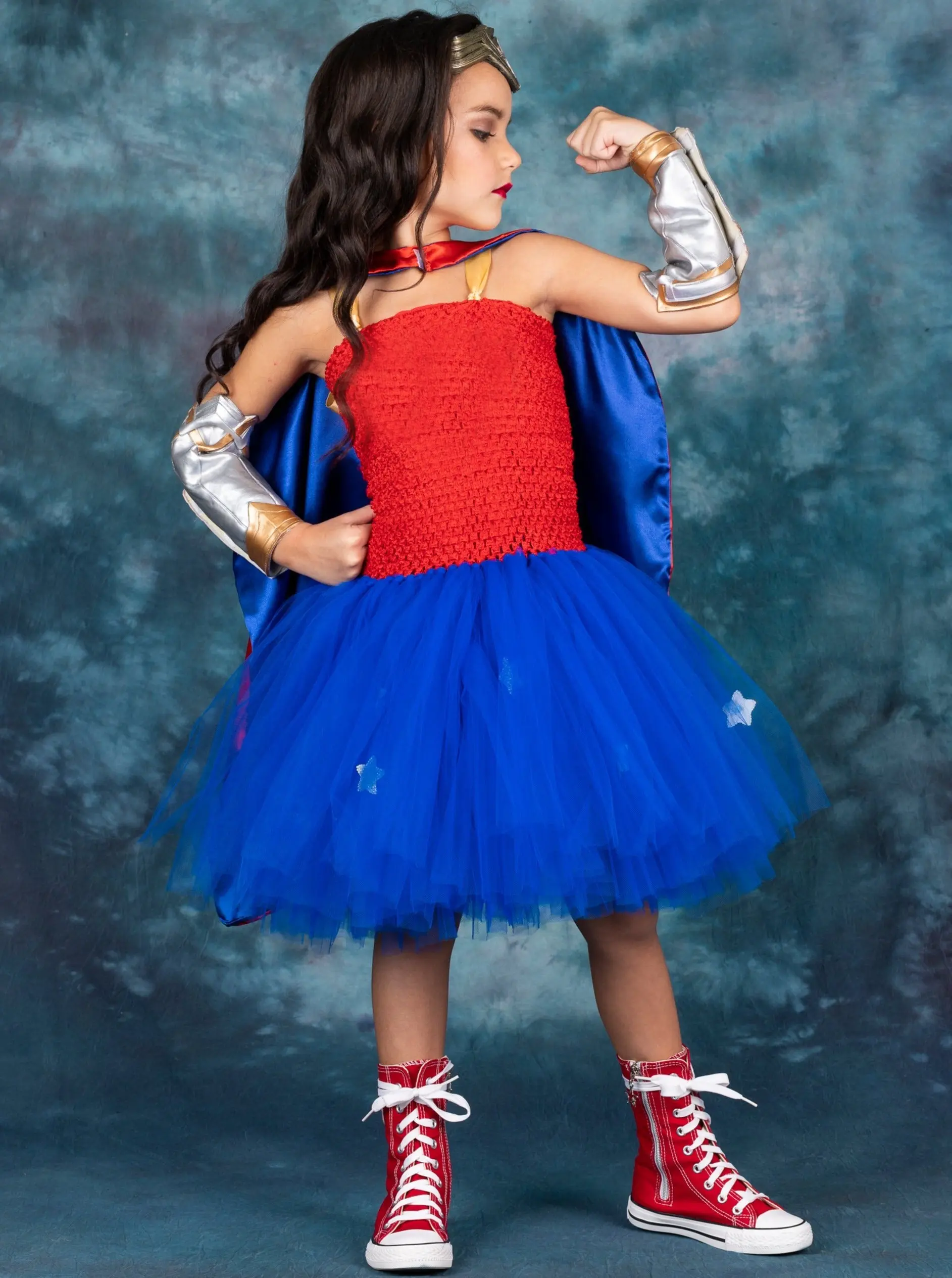 Girls Wonder Princess Tutu Costume Dress With Cape - Image 6