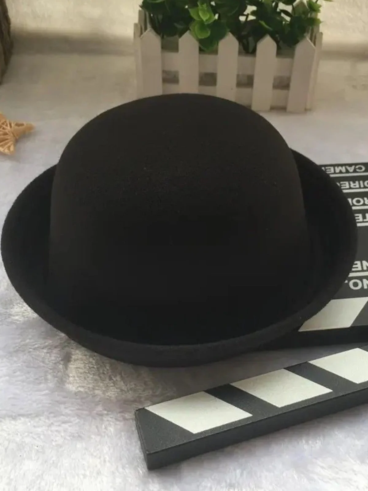 Girls Black Bowler Hat - Image 2