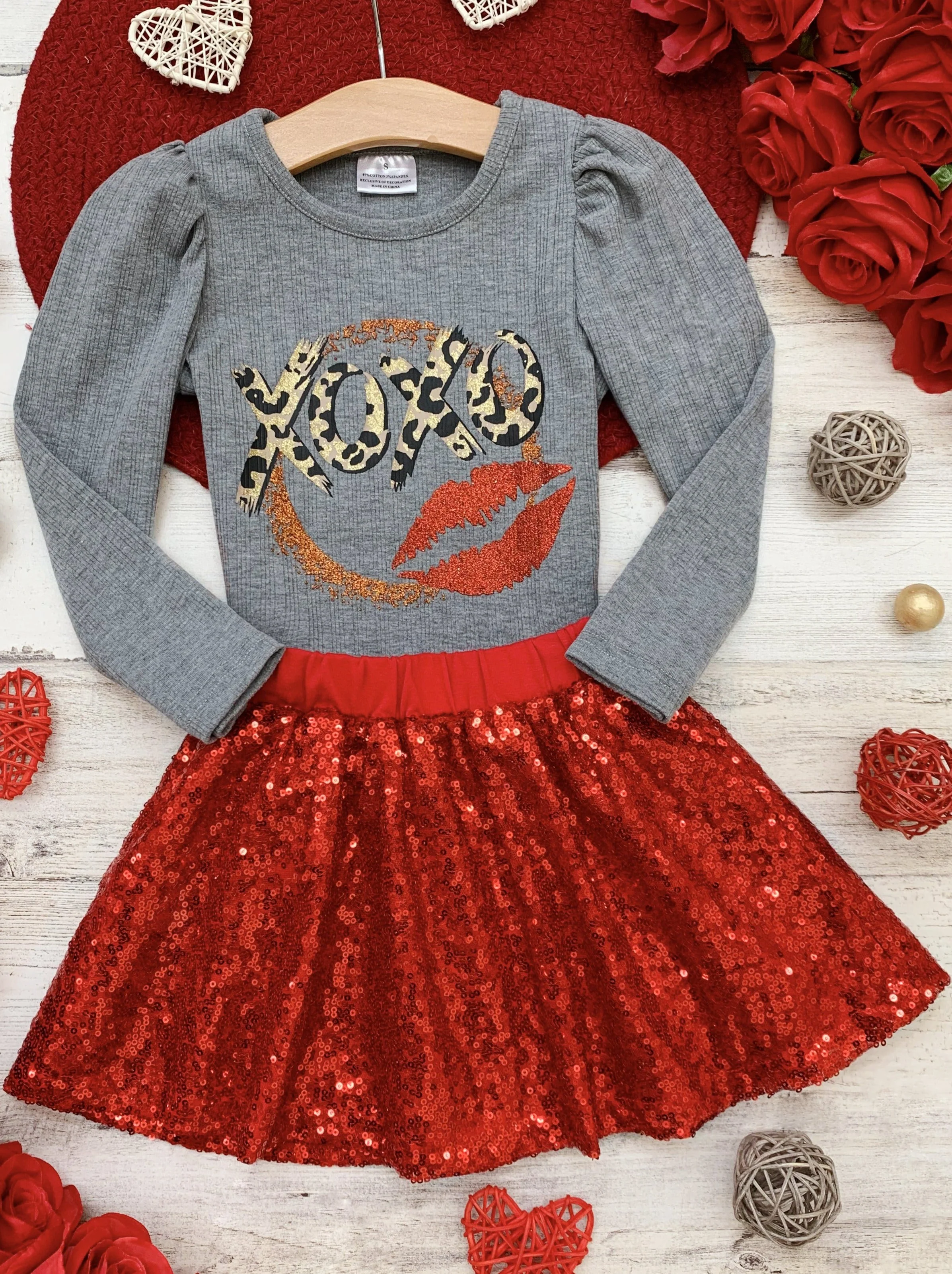 XOXO Sparkle Sequin Skirt Set - Image 3