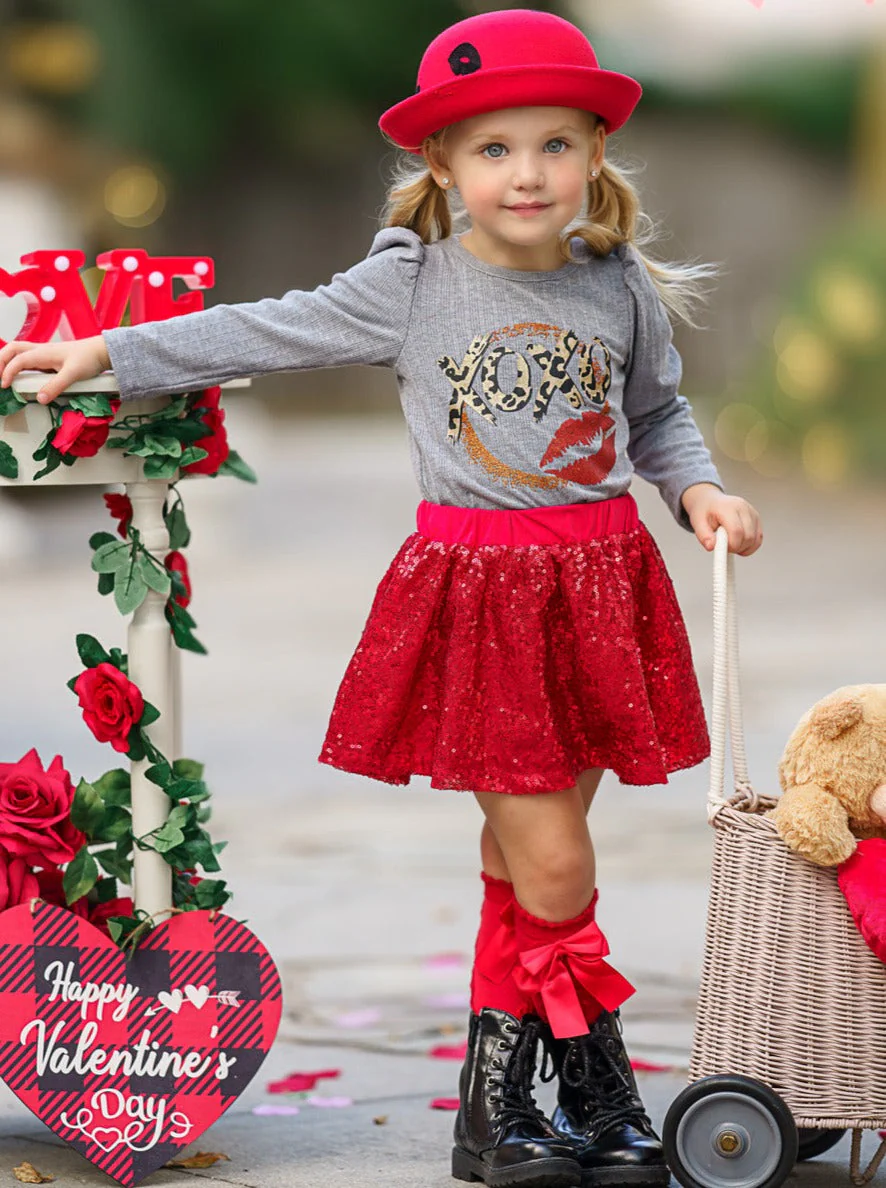 XOXO Sparkle Sequin Skirt Set - Image 4