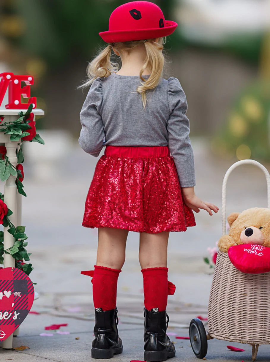 XOXO Sparkle Sequin Skirt Set - Image 6