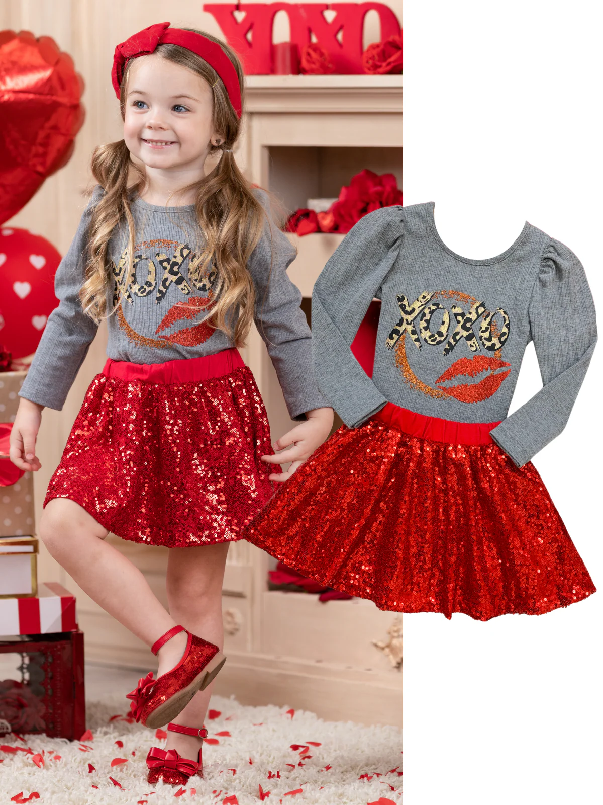 XOXO Sparkle Sequin Skirt Set - Image 7