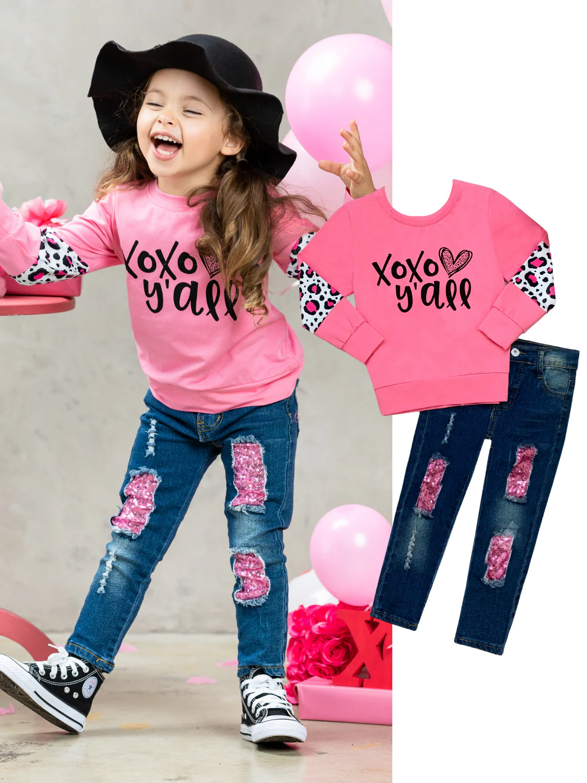 XOXO Y'all Patched Jeans Set - Image 7
