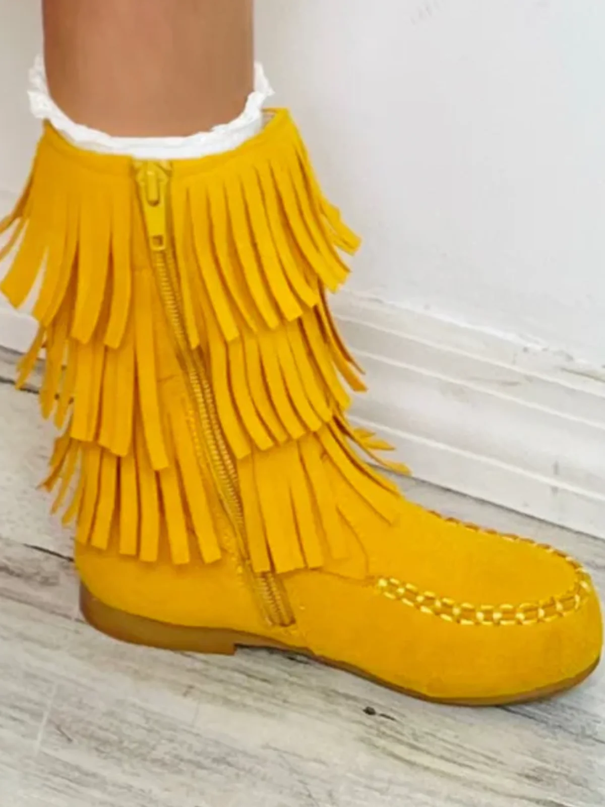 Yellow Fringe Boots By Liv and Mia - Image 3