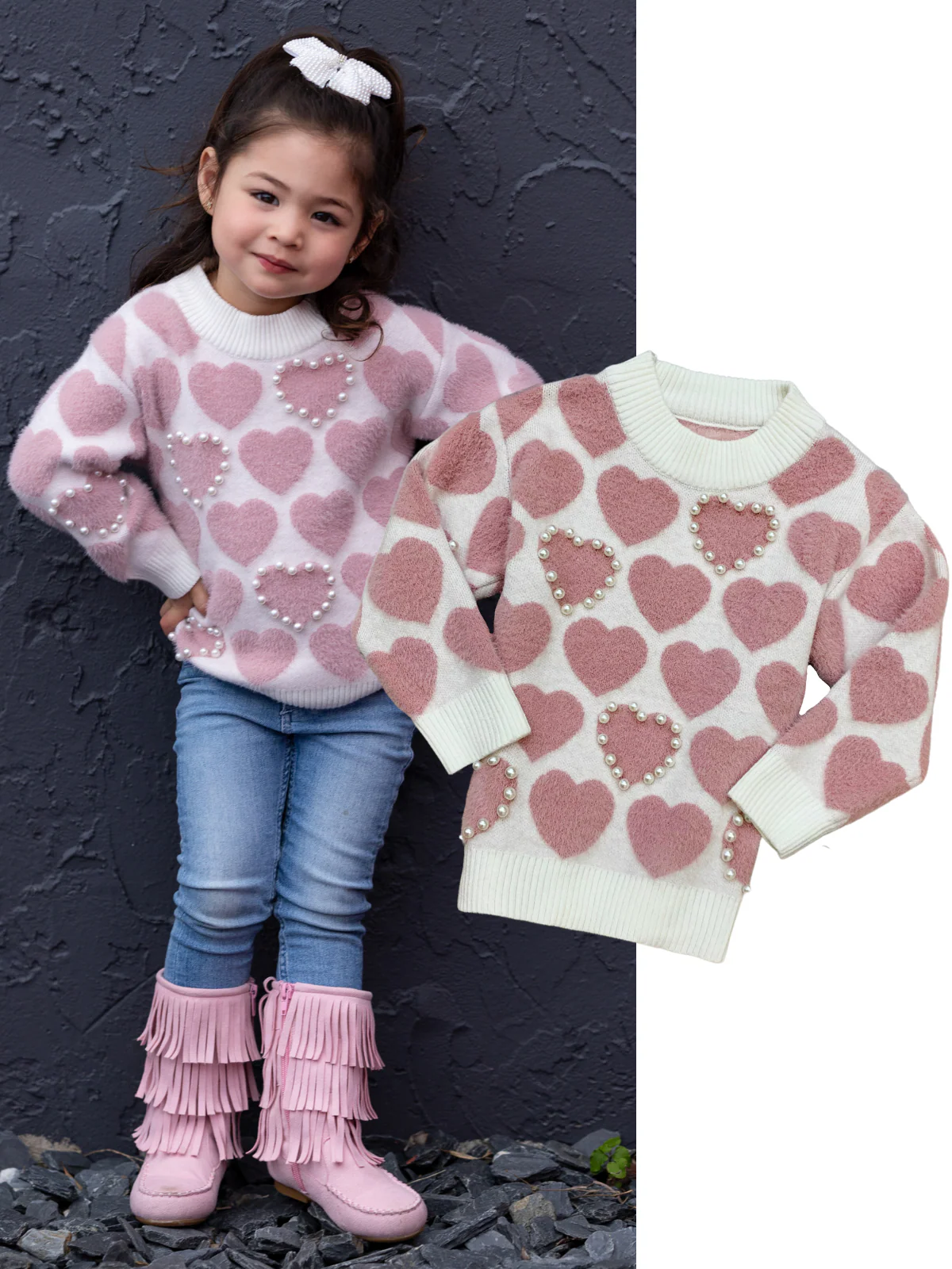 You Warm My Heart Pearl Knit Sweater - Image 7