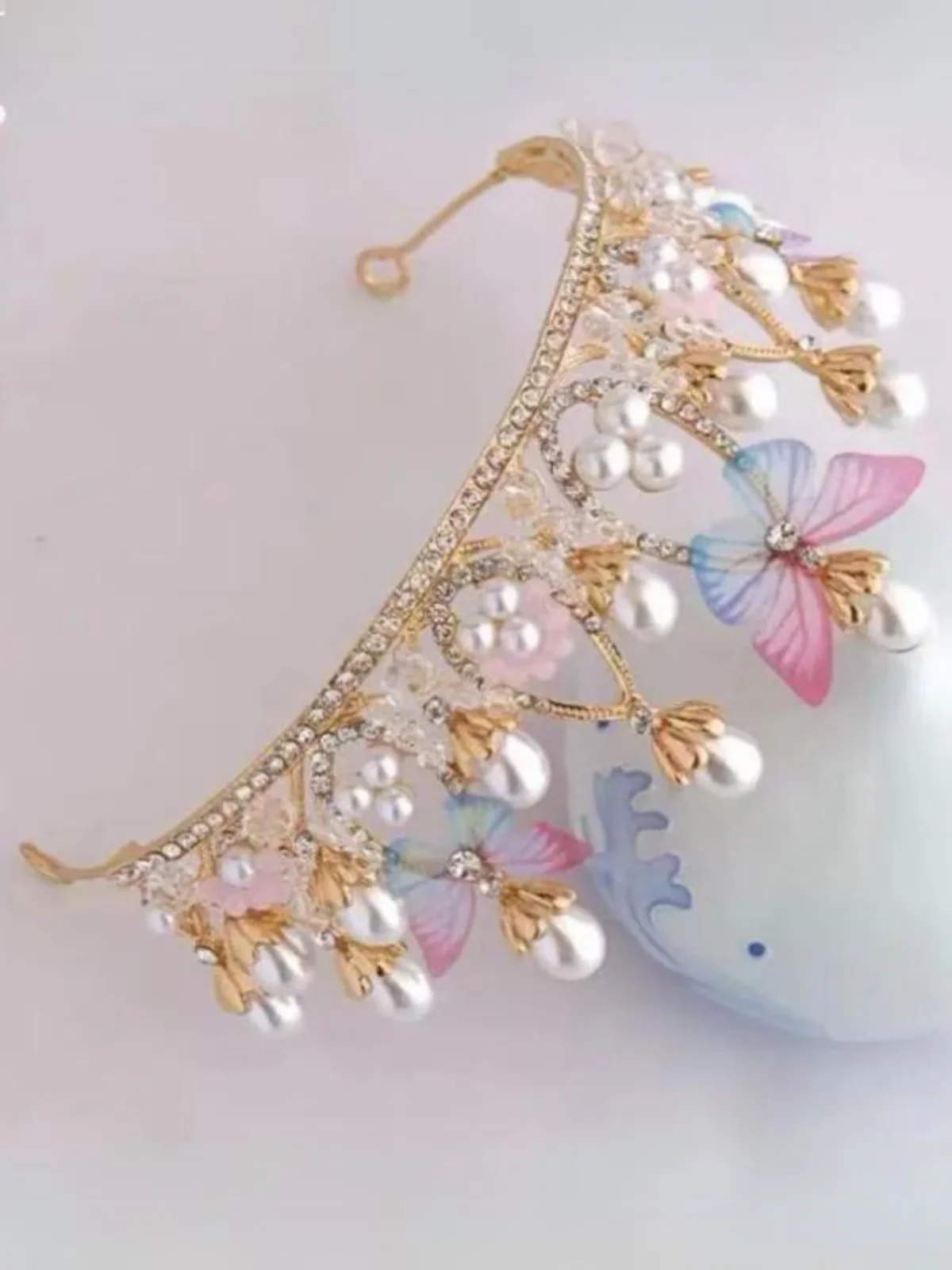 Glammed Up Butterfly Pearl Crown - Image 4