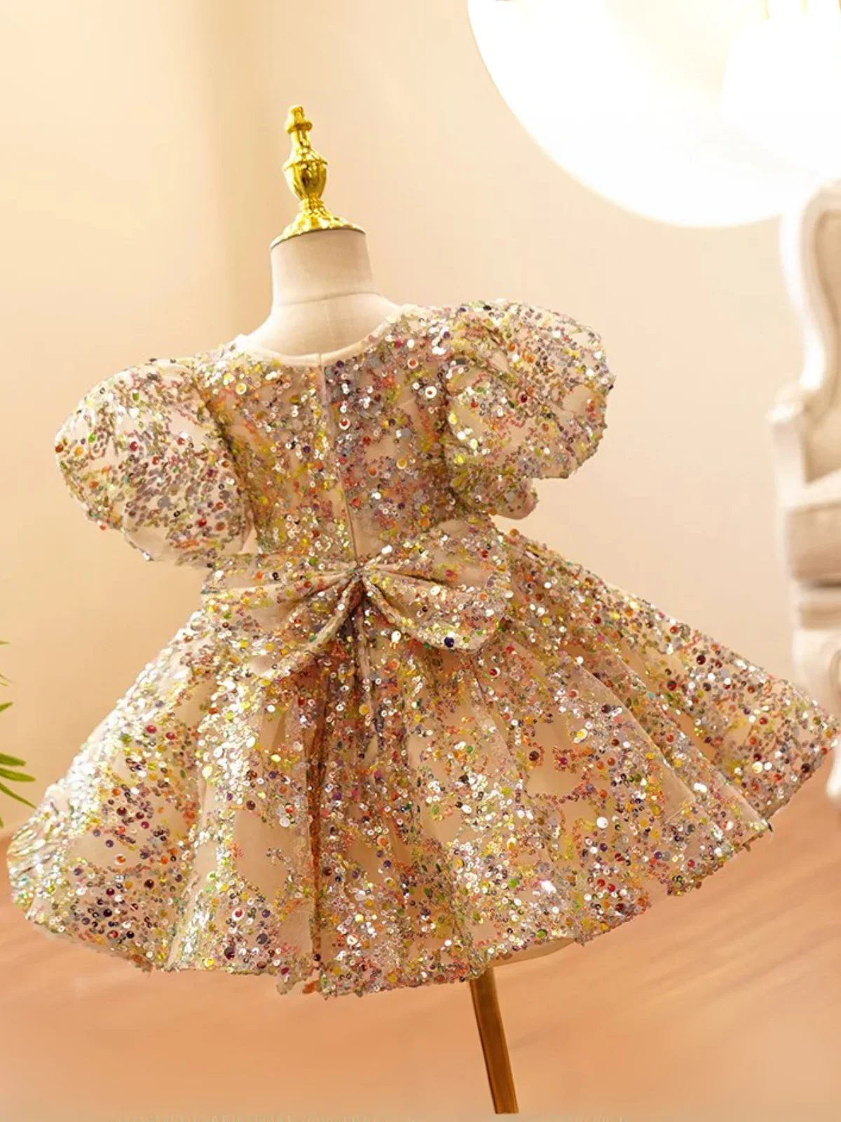 Gold Sequin Magic Mini Special Occasion Dress - Image 4