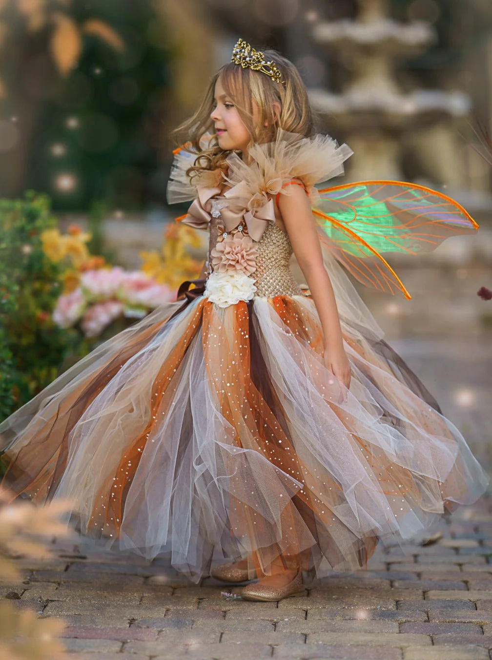 Girls Golden Fairy Sparkle Tutu Costume Dress - Image 5