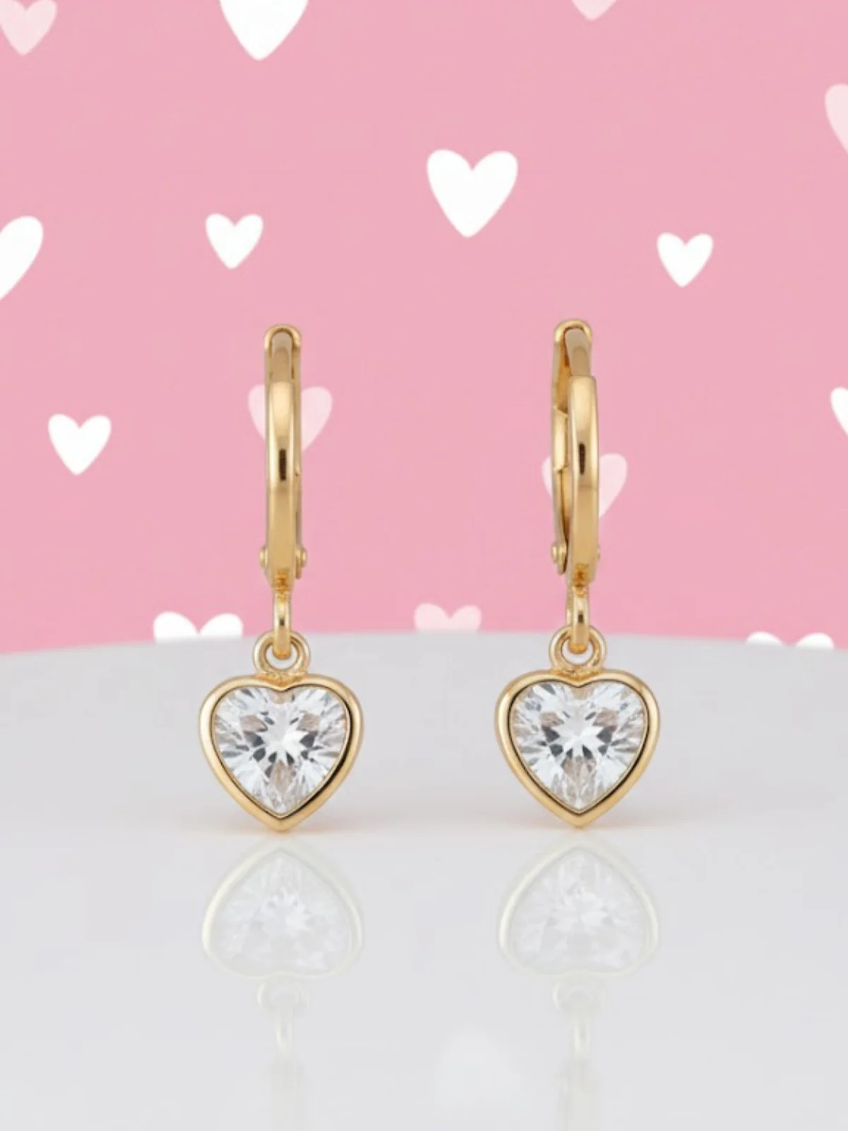 Golden Glow Heart Huggie Earrings - Image 2