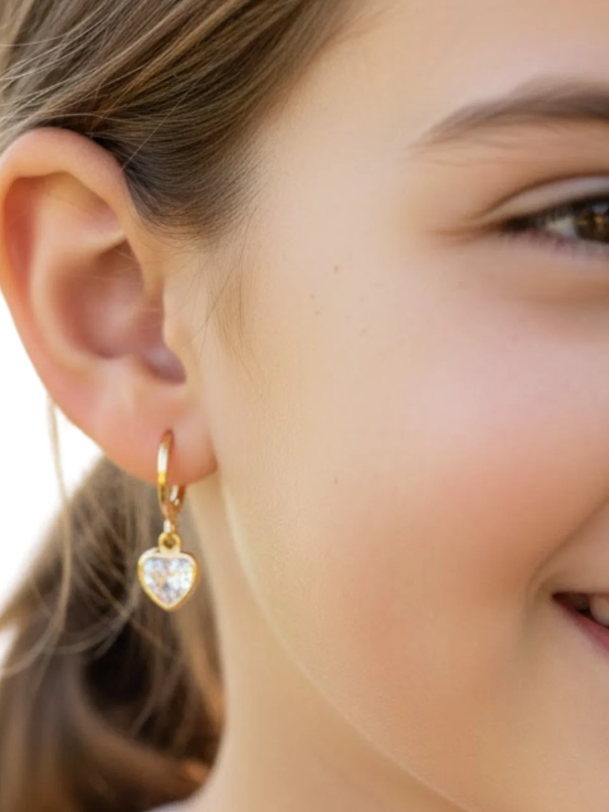 Golden Glow Heart Huggie Earrings - Image 3