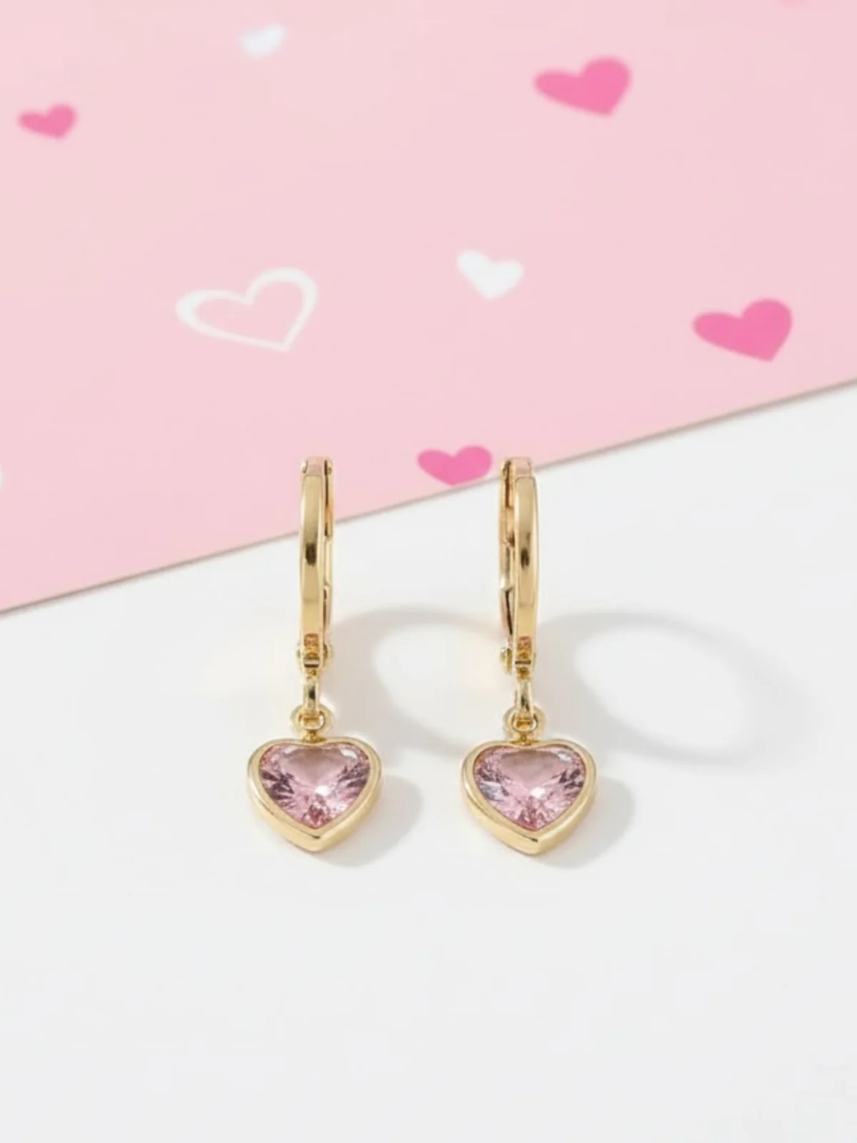 Golden Glow Heart Huggie Earrings - Image 4