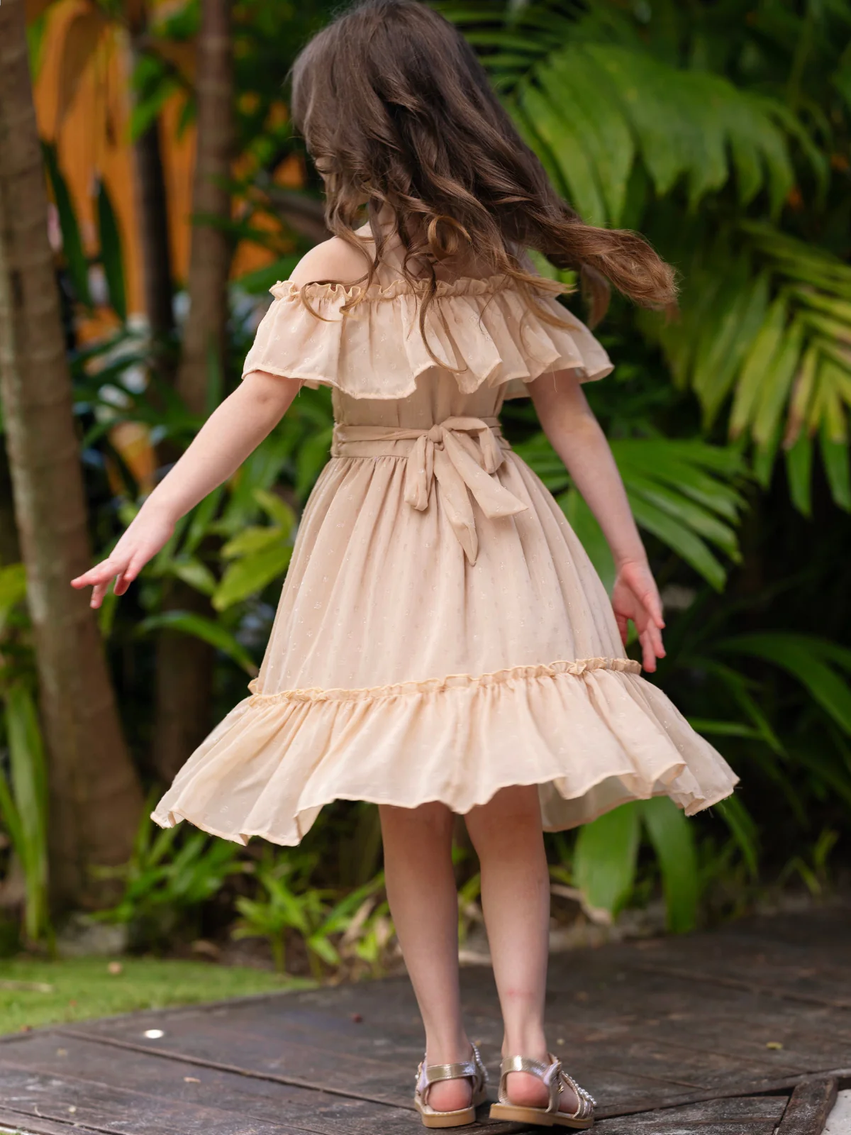 Golden Sands Ruffle Shoulder Sundress - Image 4