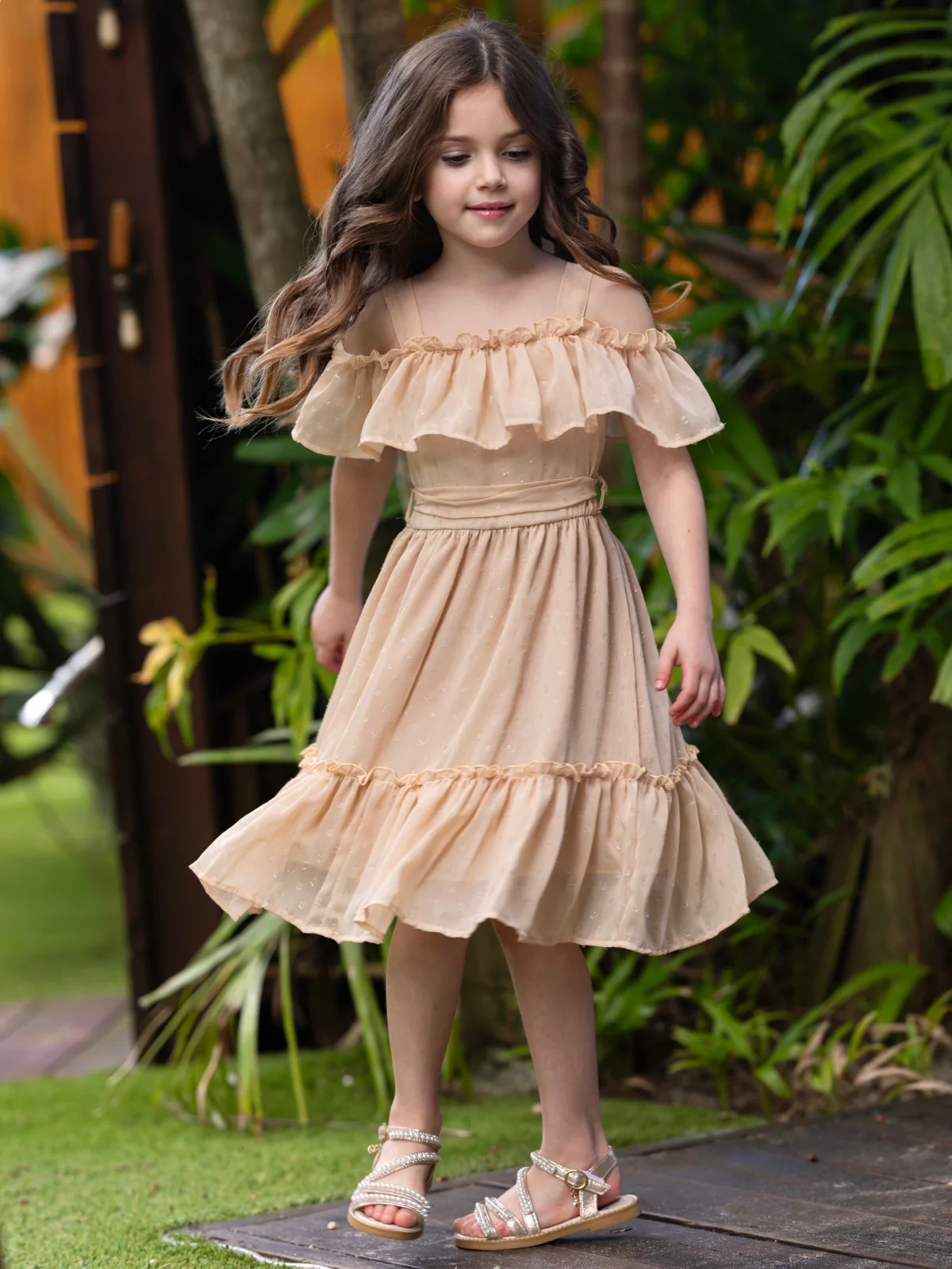 Golden Sands Ruffle Shoulder Sundress - Image 5