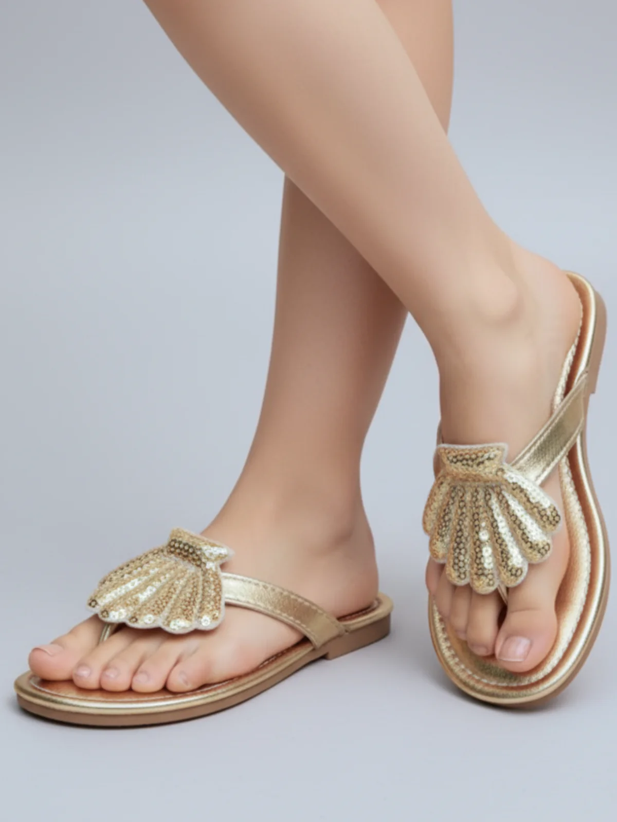 Golden Seashell Sparkle Sandals - Image 3