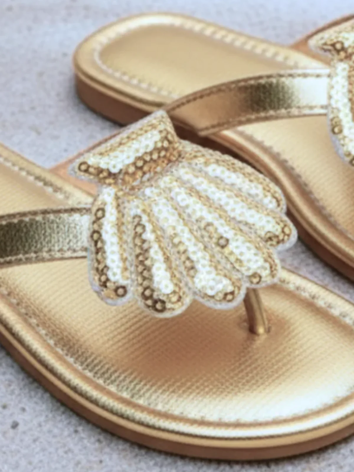 Golden Seashell Sparkle Sandals - Image 6
