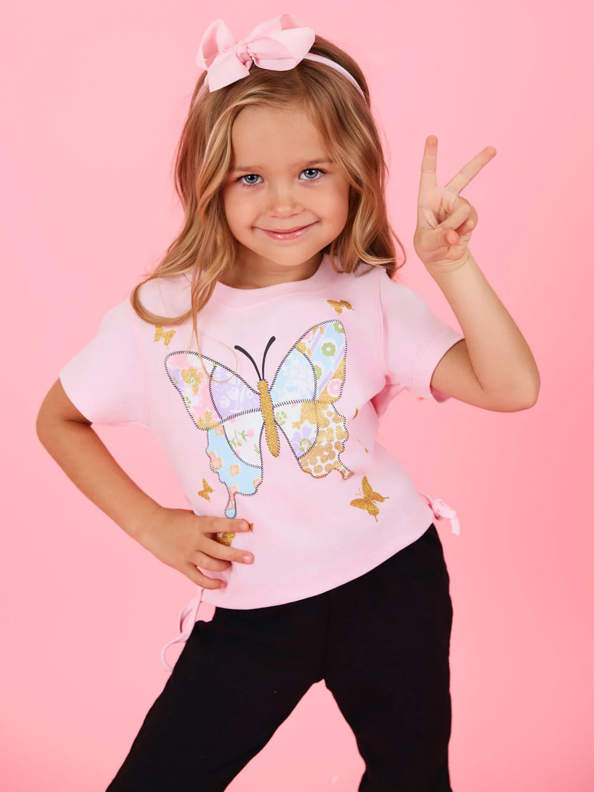Patchwork Butterfly Premium Cotton Relaxed Fit Graphic Top - Image 4