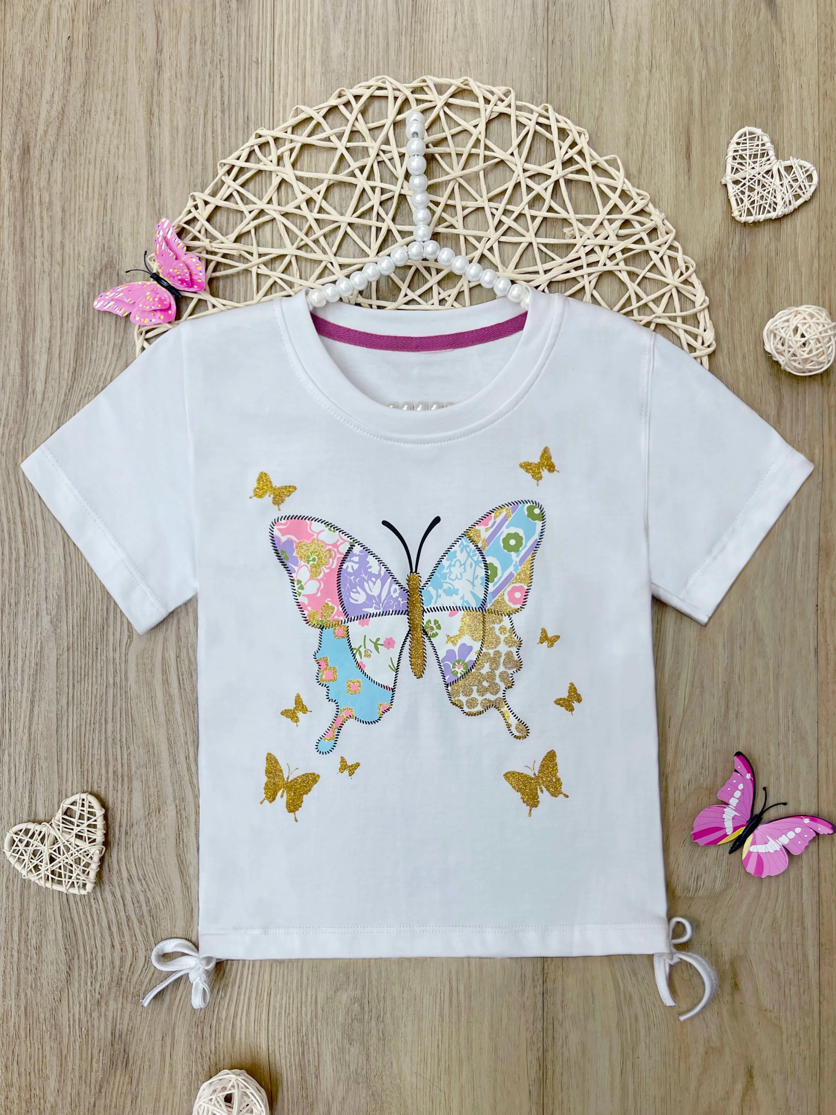 Radiant Butterfly Luxury Cotton Relaxed Fit Graphic Top - Image 2