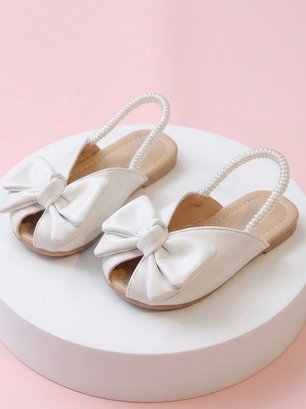 Glam Breeze Bow Peep Toe Elastic Slide Sandal - Image 3