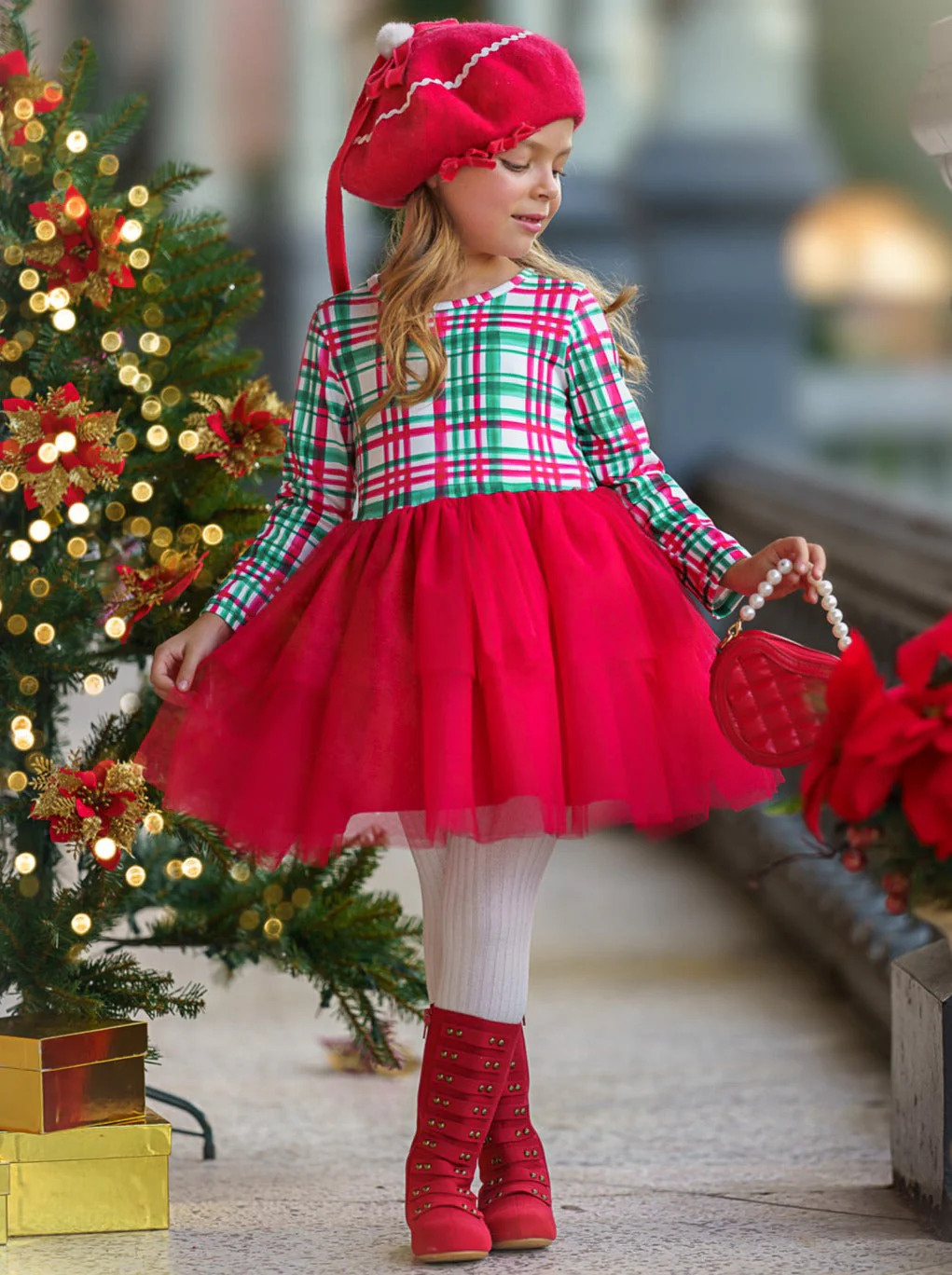 The Best Gift Green Plaid Holiday Tutu Dress - Image 3